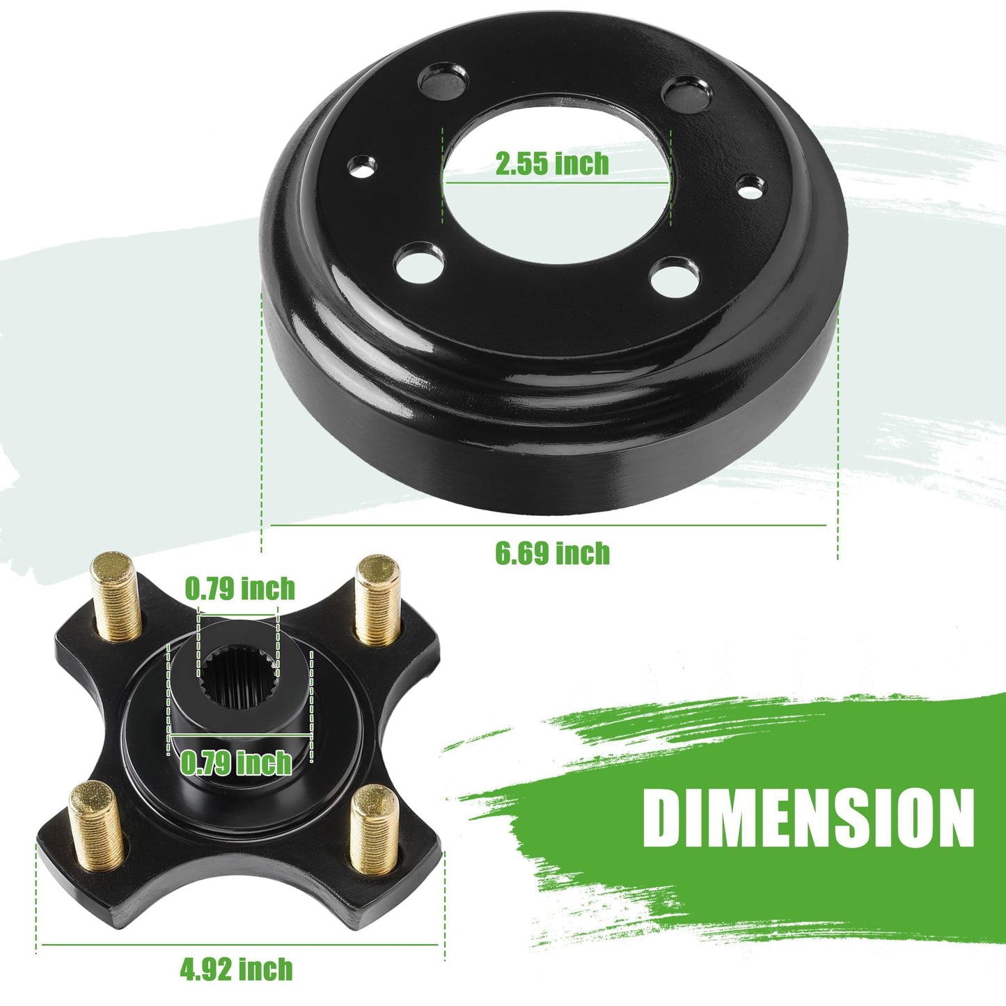 10L0L Golf Cart Split Brake Drum and Rear Wheel Hub Assembly for EZGO TXT Electric Golf Carts 1982-Up - Heavy Duty, Replace OEM 19186-G1, 615604, 604112