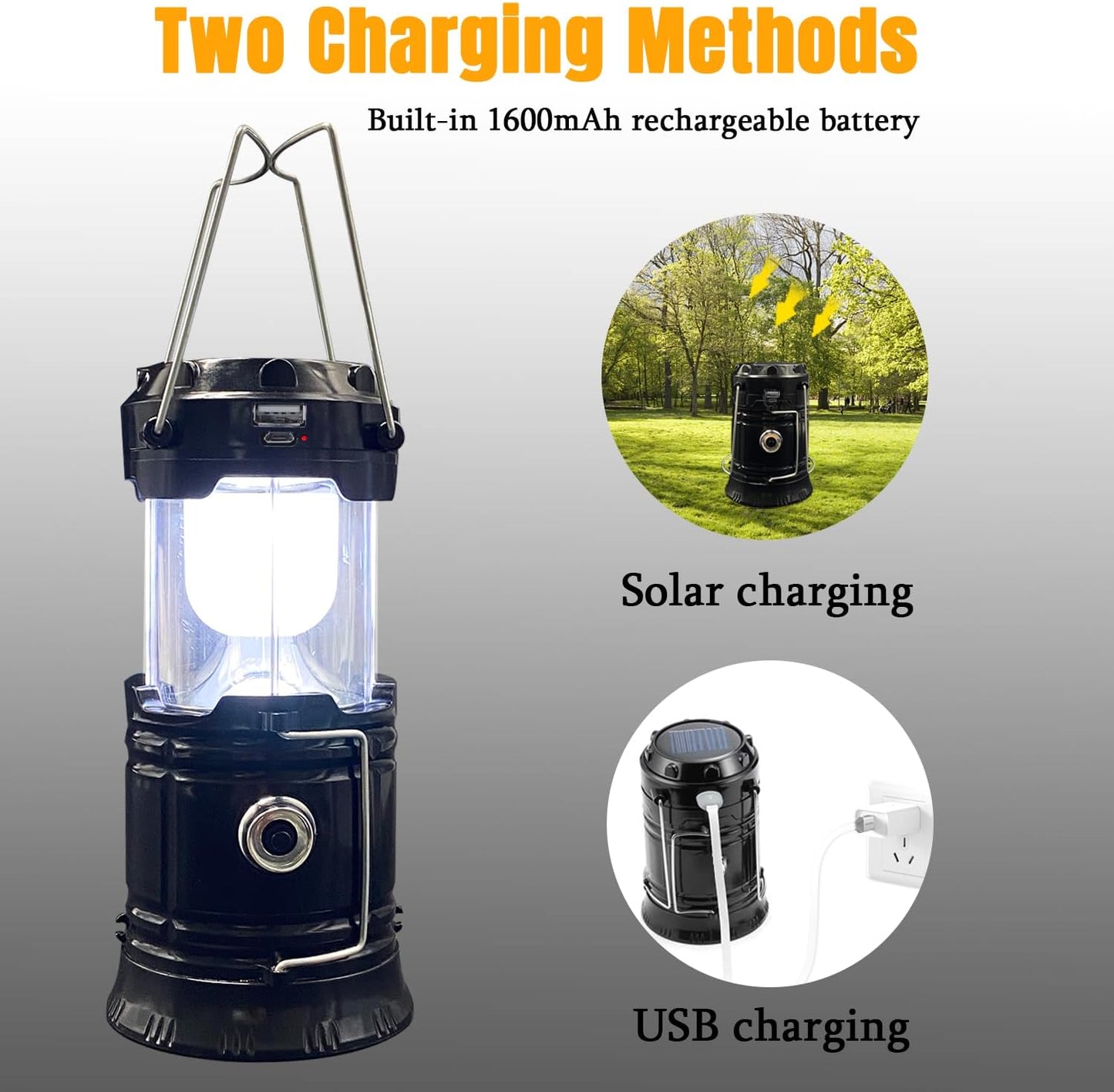 XTAUTO Collapsible Portable LED Camping Lantern - Lightweight Waterproof Solar USB Rechargeable | 4-Pack for Emergencies & Outdoor Use