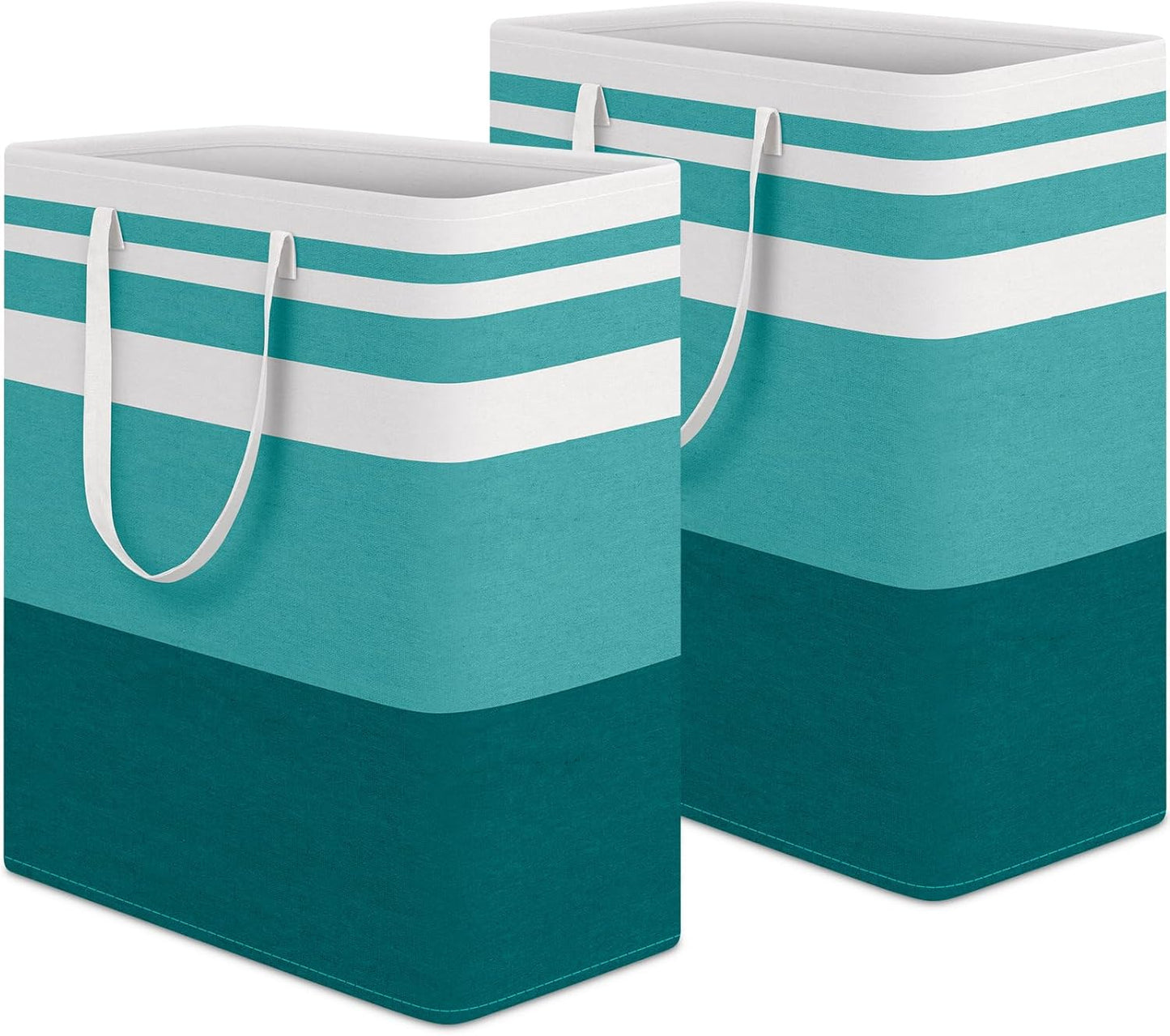 Waterproof 100L Laundry Basket Set - Collapsible Freestanding Hamper with Extended Handles - 2-Pack Gradient Grey for Clothes & Toys