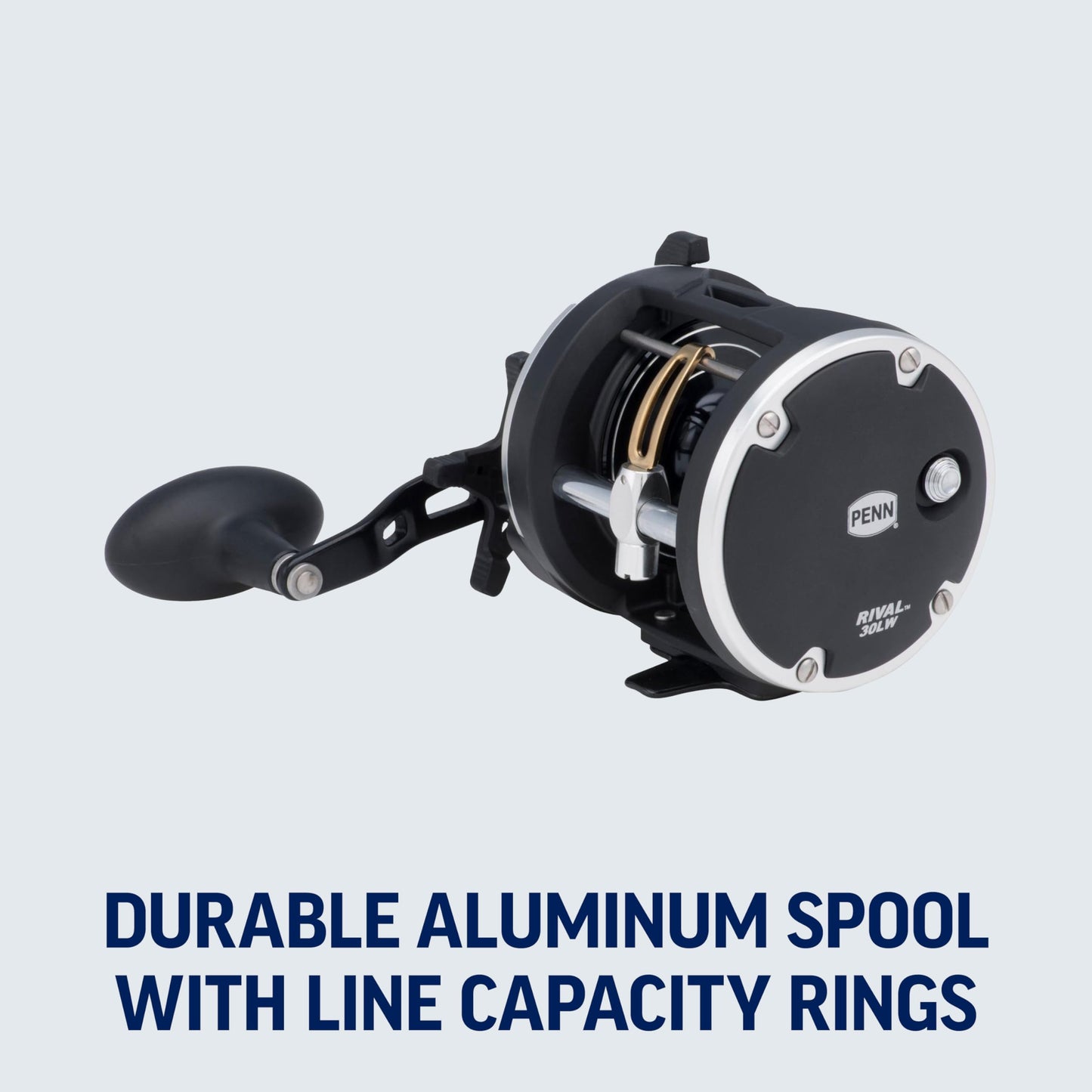 PENN Rival Level Wind Conventional Inshore/Nearshore Fishing Reel, HT-100 Star Drag, Max of 15lb | 6.8kg, Forged and Machined Aluminum Spool