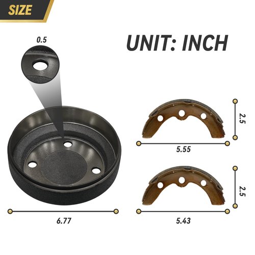 HANGKUNNEE Golf Cart Brake Repair Kit fit Club Car DS 1995-Up and Precedent 2004-Up,Club Car Brake Drums & Brake Pads & Brake Shoes Spring Kit,OEM# 1018163-01,1011466, 1018232-01, 1017911-01
