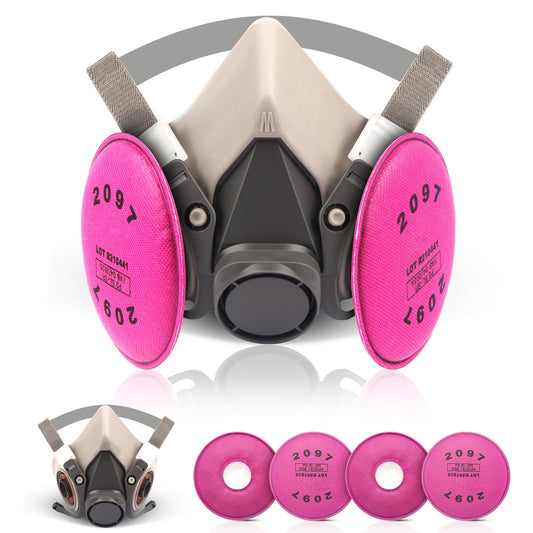 YYKUXI Half Face Cover Respirator Mask, Reusable Gas Masks with 4PCS 2097 Filter for Paint,Organic Vapor,Sanding, Polishing,Spraying,Welding Against Dust,Chemicals
