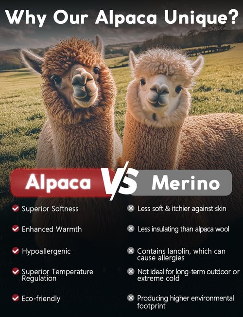 Juclise Alpaca Wool Unisex Winter Heavyweight Crew Socks Hiking Boot Warm Thick Thermal Cushioned Moisture Wicking (US, Alpha, Large, Regular, Regular, Beige Pattern+black Pattern)