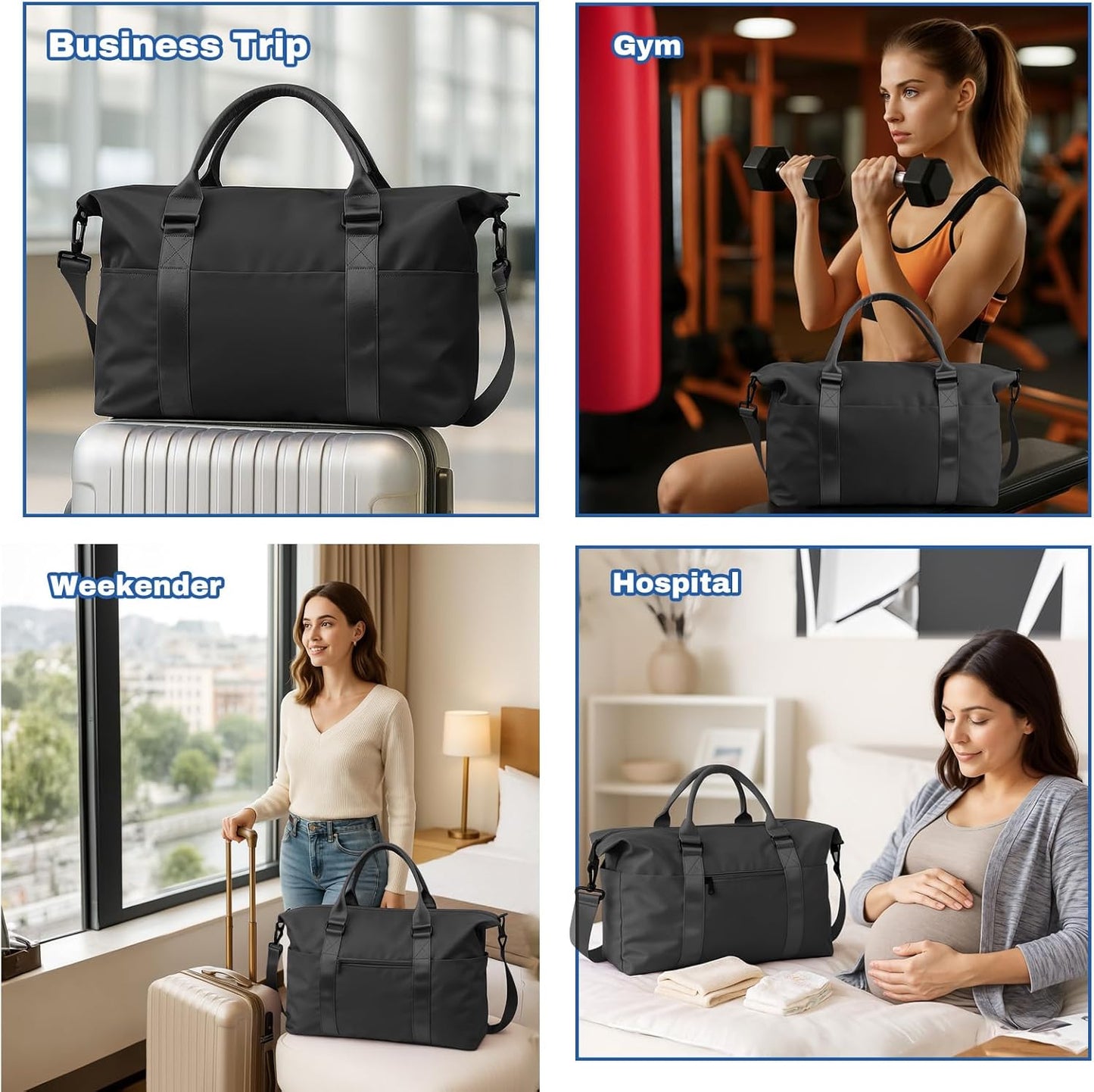 Skiennix Weekender Duffel Bag for Women - Large Travel Tote with Trolley Sleeve | Perfect for Gym & Overnight Trips