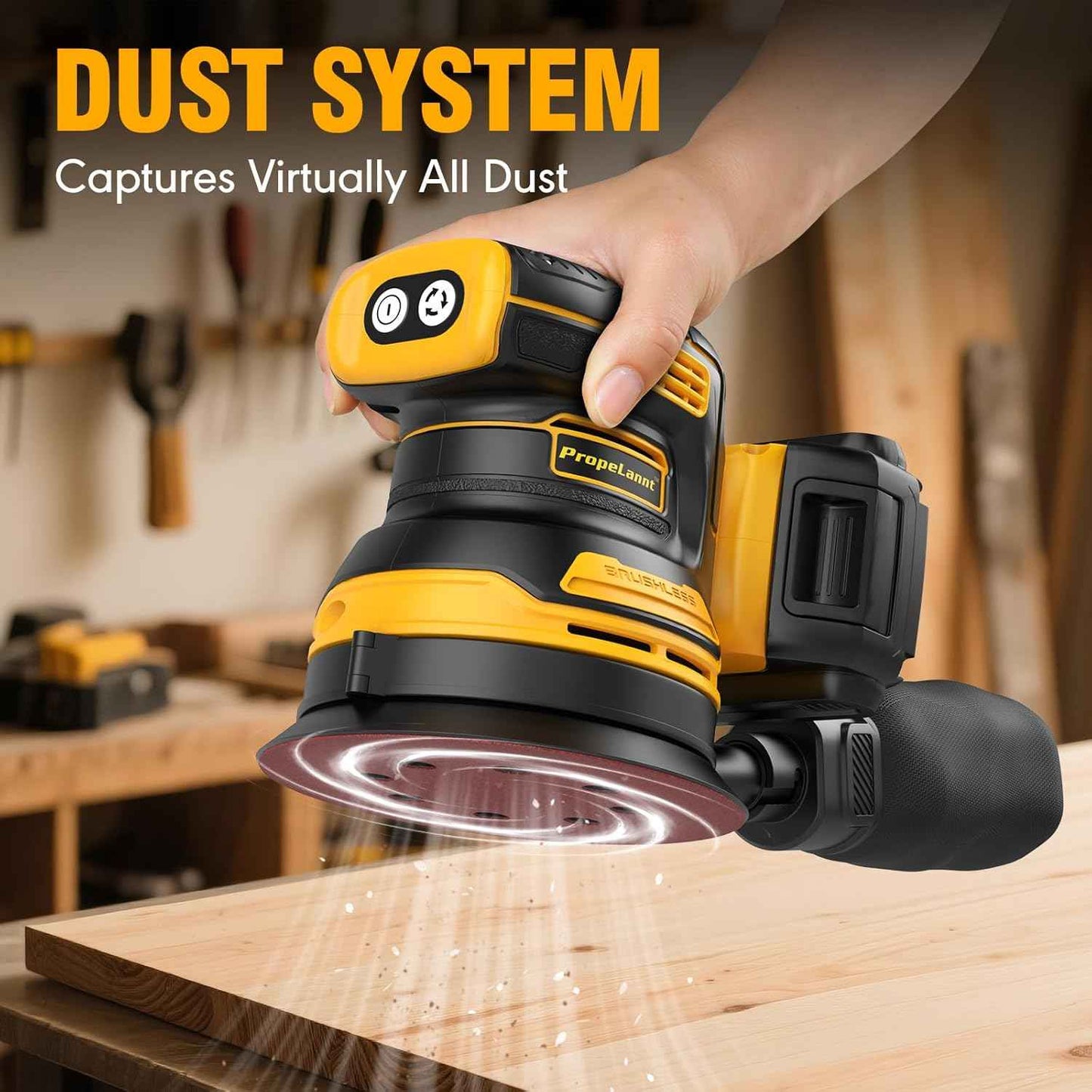 Dewalt 20V Cordless 5" Random Orbital Sander with 10 Sandpapers & Dust Collector