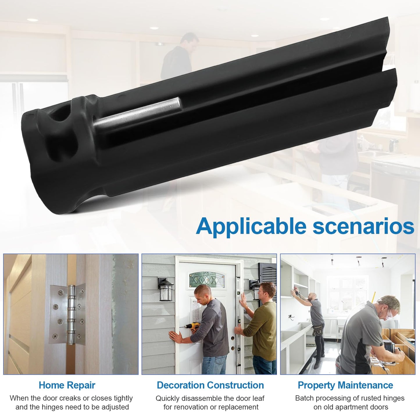 Door Hinge Pin Remover Tool Fit for Hinge Outlet Pin Popper, Heavy-Duty Alloy Steel Pin with Durable - Design Ergonomic Door Pin Popper Hinge Removal Tool, 1 Pcs