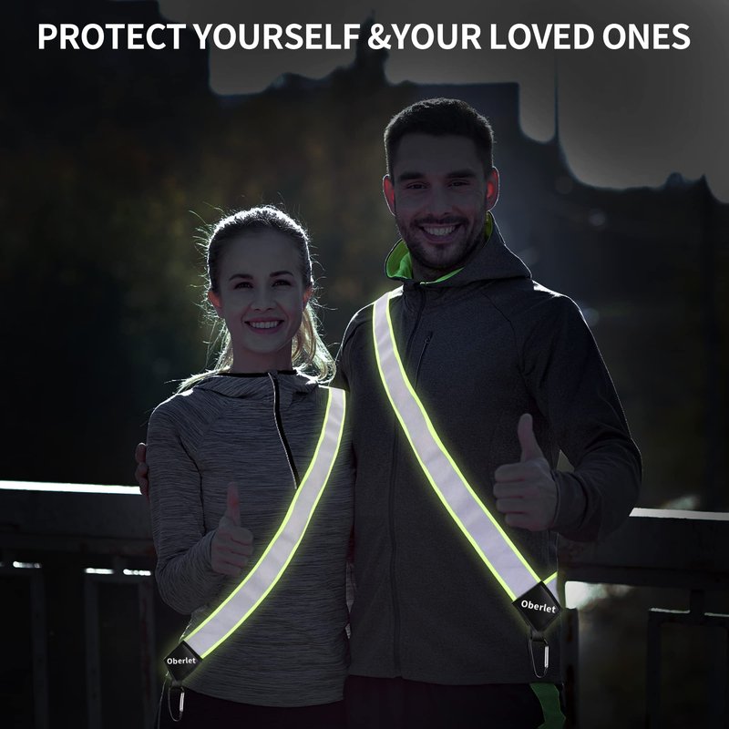 Oberlet Reflective Sash for Walking at Night | Night Walking Safety Gear | High Visibility Reflective Strap | Reflective Belt for Walking in The Dark | Reflective Running Gear | A