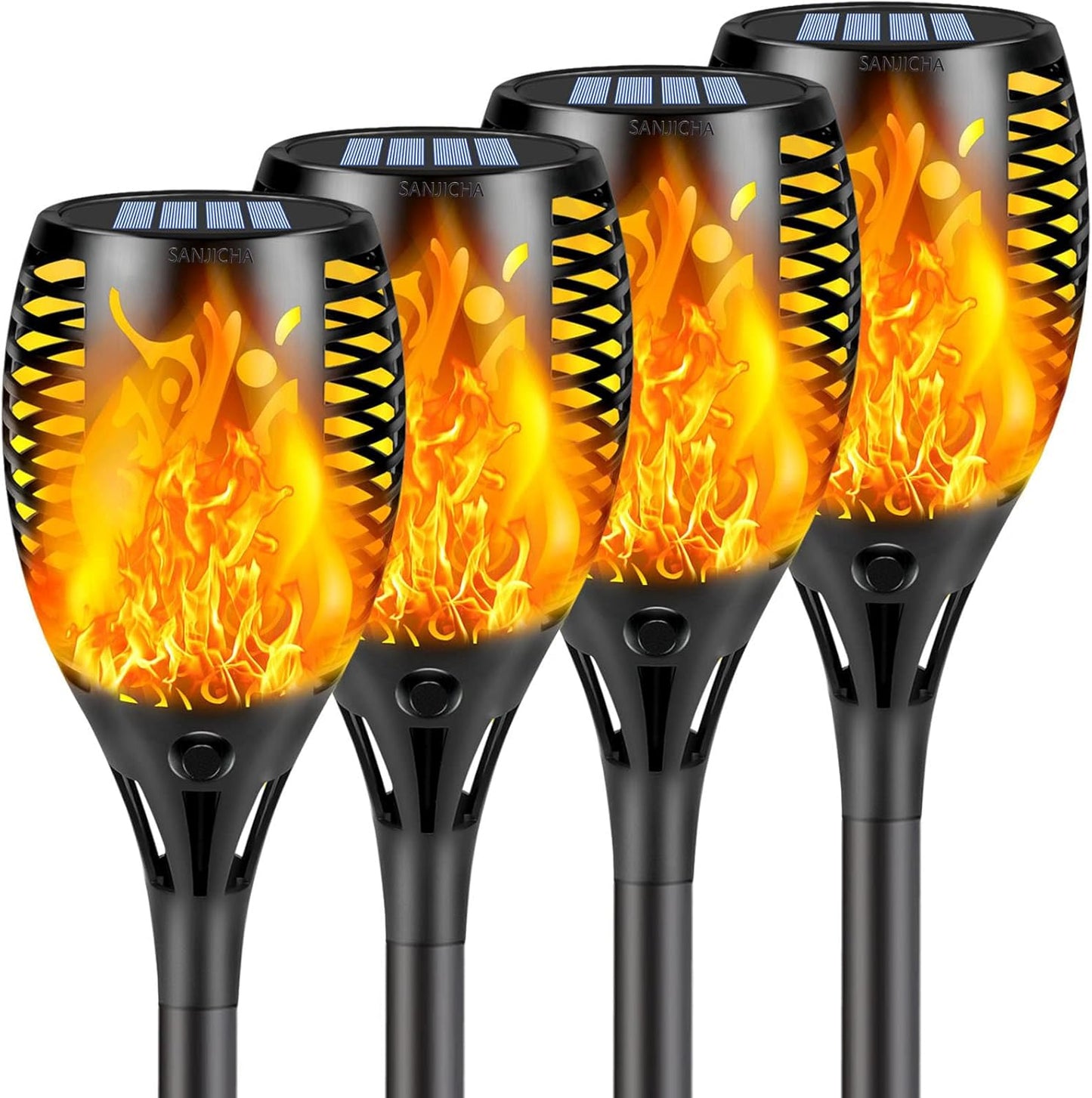 10 Pack Mini Solar Torch Lights - Flickering Flame Outdoor Decor for Halloween, Waterproof Solar Garden Pathway Lights