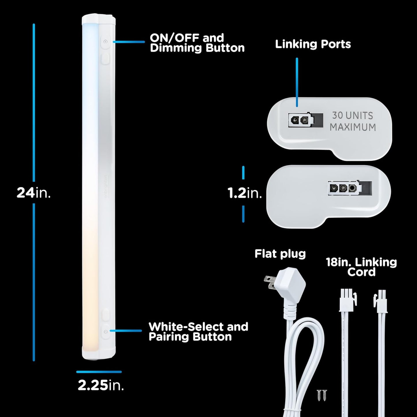 Enbrighten 24-Inch Dimmable Under Cabinet Lights - 1560 Lumens, 5 White Settings, Linkable Kitchen Lighting