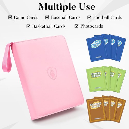 Fabmaker 9 Pocket Card Binder - Premium PU Cover Holds 756 Cards | Portable Black Collection Album