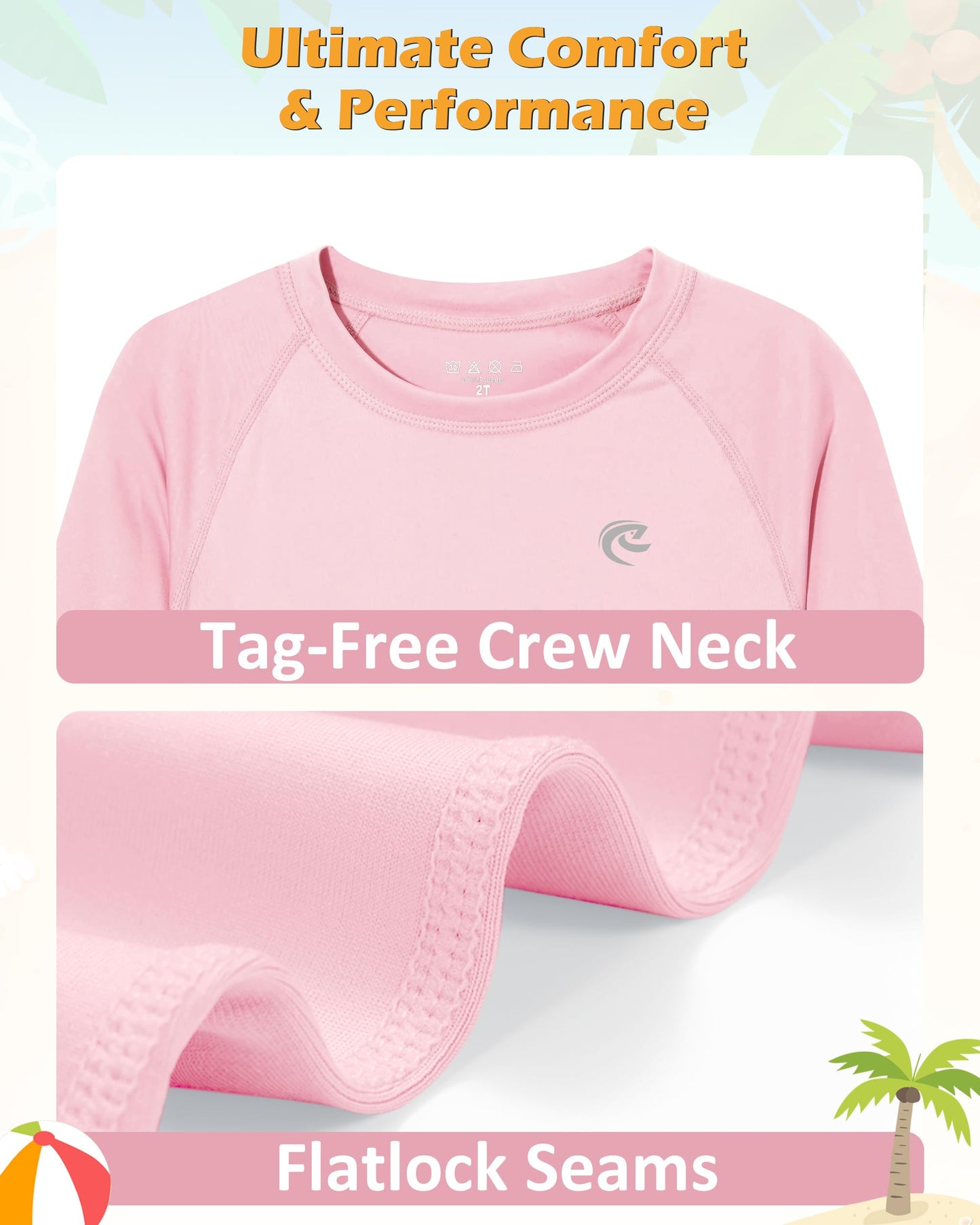 Boys UPF 50+ Swim Shirt Long Sleeve, 1 or 2 Pack UV Sun Protection Rash Guard, Youth Kids SPF Water Shirts for Beach Surf