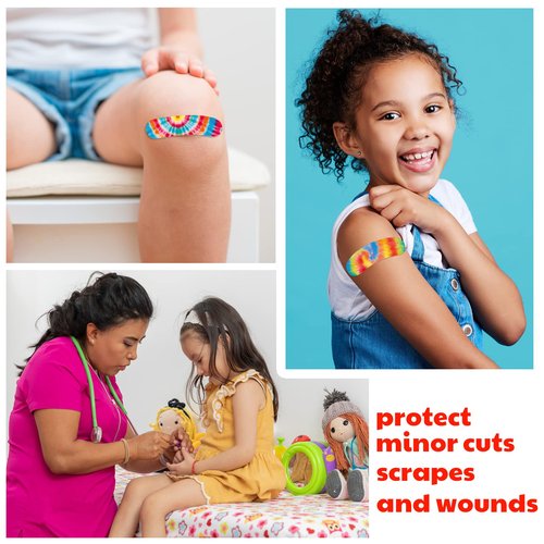 200 Pcs Tie Dye Adhesive Bandages Colorful Bandages for Kids Girls Boys Adults First Aid, Fun Colorful Designs for Cuts and Scrapes, First Aid, and Wound Care(200 Pcs)