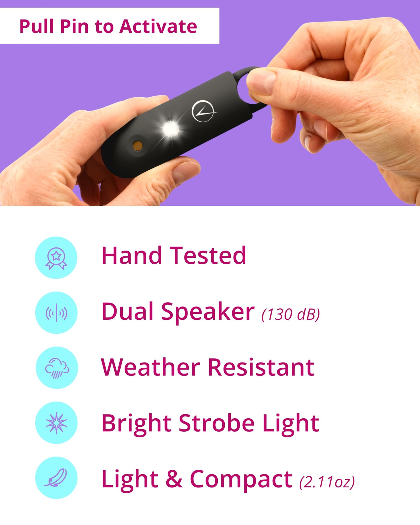 Vantamo Personal Alarm for Self Defense with Low Battery Notice, Strobe Light & Extra Loud 130 dB Double Speakers Safety Keychain Set for Women, Rechargeable Panic Button for Womens Self Defense