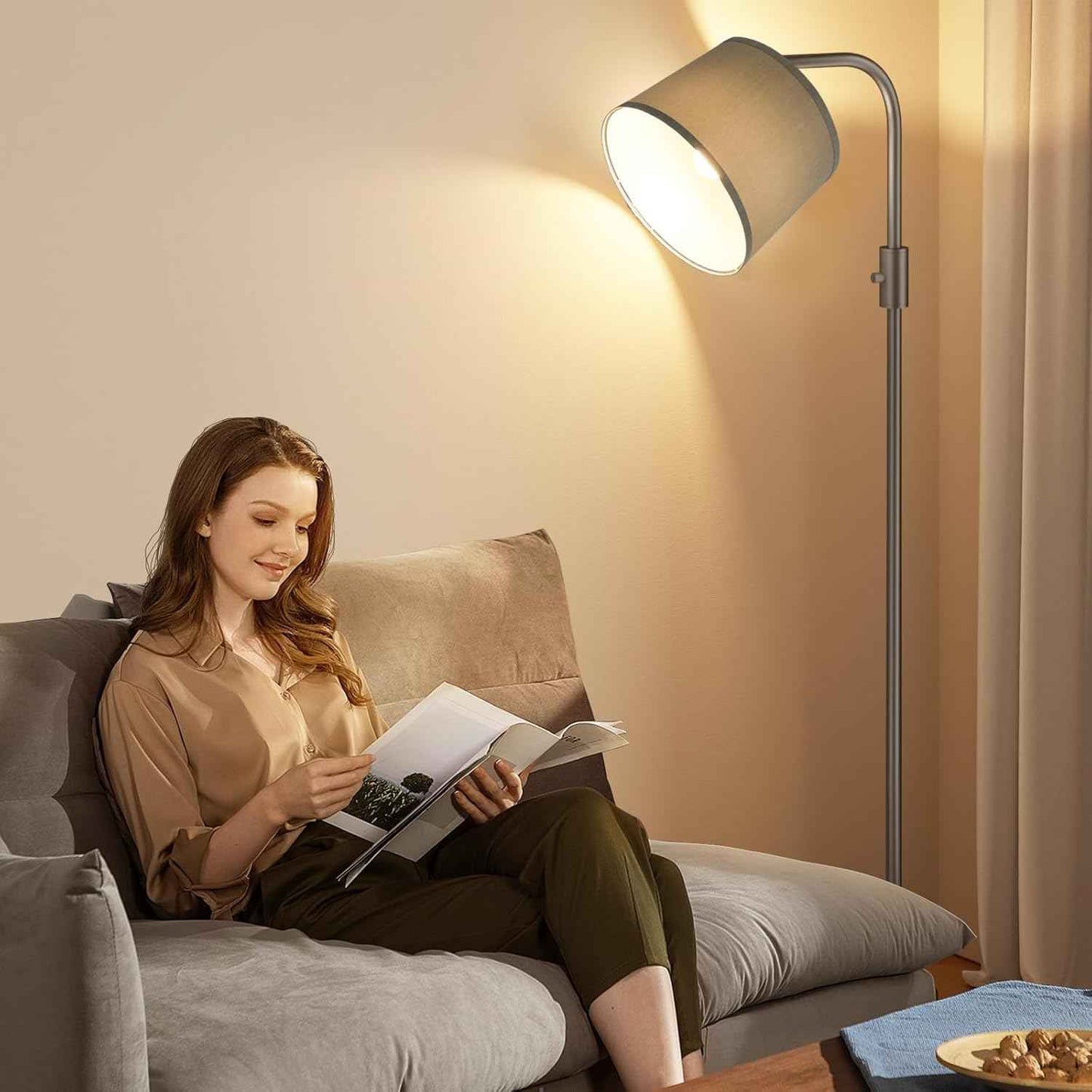 Modern Dimmable Floor Lamp with 9W LED Bulbs - Stylish Standing Light for Living Room & Bedroom (Gold & White)