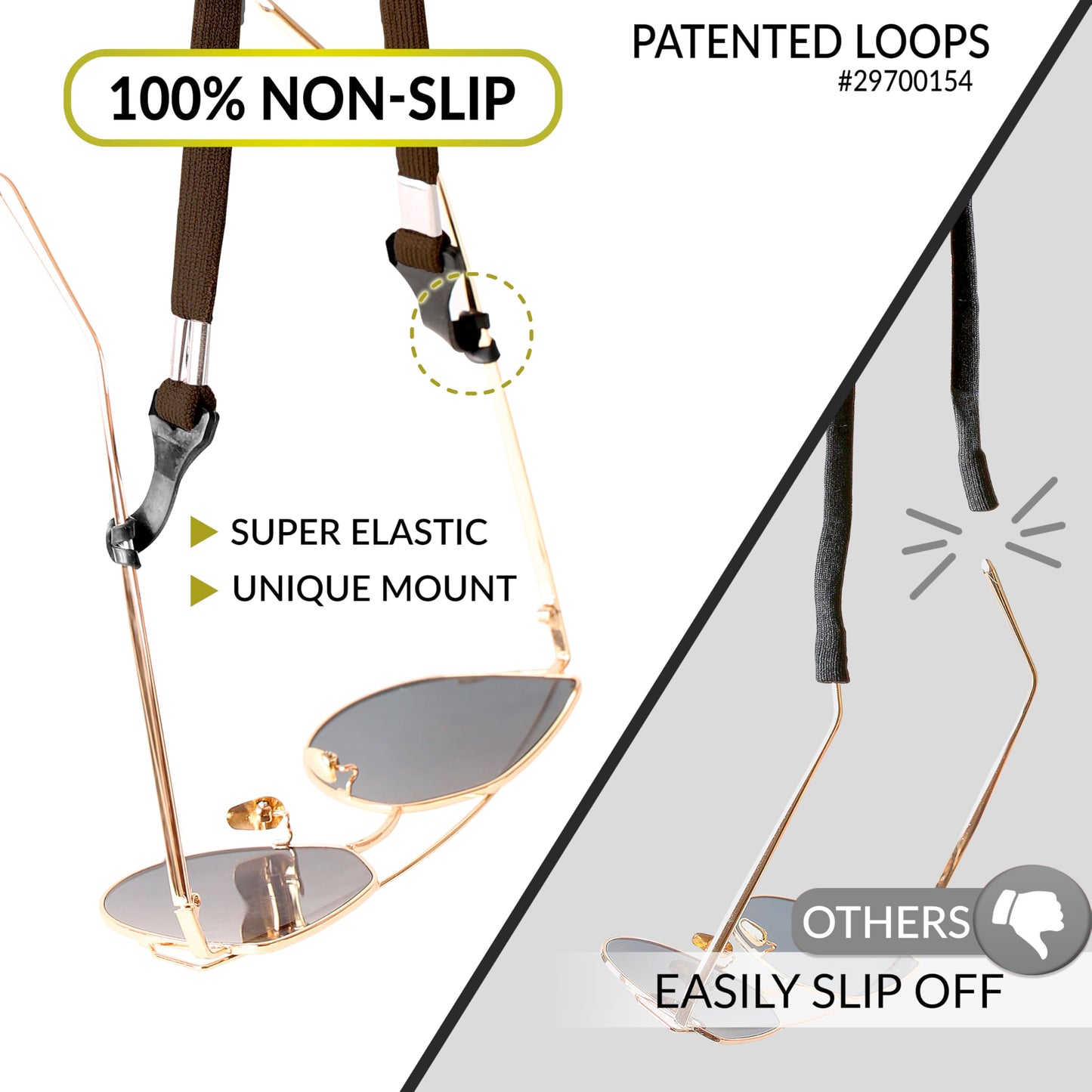 SIGONNA Eye Glasses String Holder Strap - Eyeglass Straps Cords for Men Women - Eyeglass Holders Around Neck - Sunglasses String Chain Lanyard Retainer - 4 Pcs Dark Brown, Green, Grey, Black