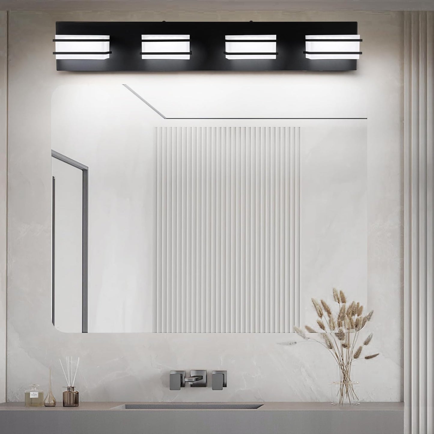 LED Chrome 3-Light Dimmable Bathroom Vanity Light Fixture - Modern Acrylic & Stainless Steel Over Mirror Lighting