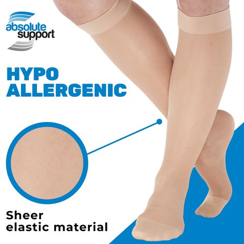 ABSOLUTE SUPPORT - Compression Stockings for Women 20-30mmHg - Sheer Graduated Support Knee High for Varicose Veins Circulation, Edema, Arthritis, Leg Pain - Natural, Medium - A205NA2