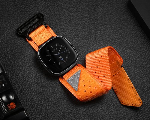 Nylon Watch Band Compatible with Fitbit Versa 3 / Versa 4 / Fitbit Sense/Sense 2 for Men, Rugged Nylon Sports Adjustable Strap Military Tactical Style Replacement Wristband