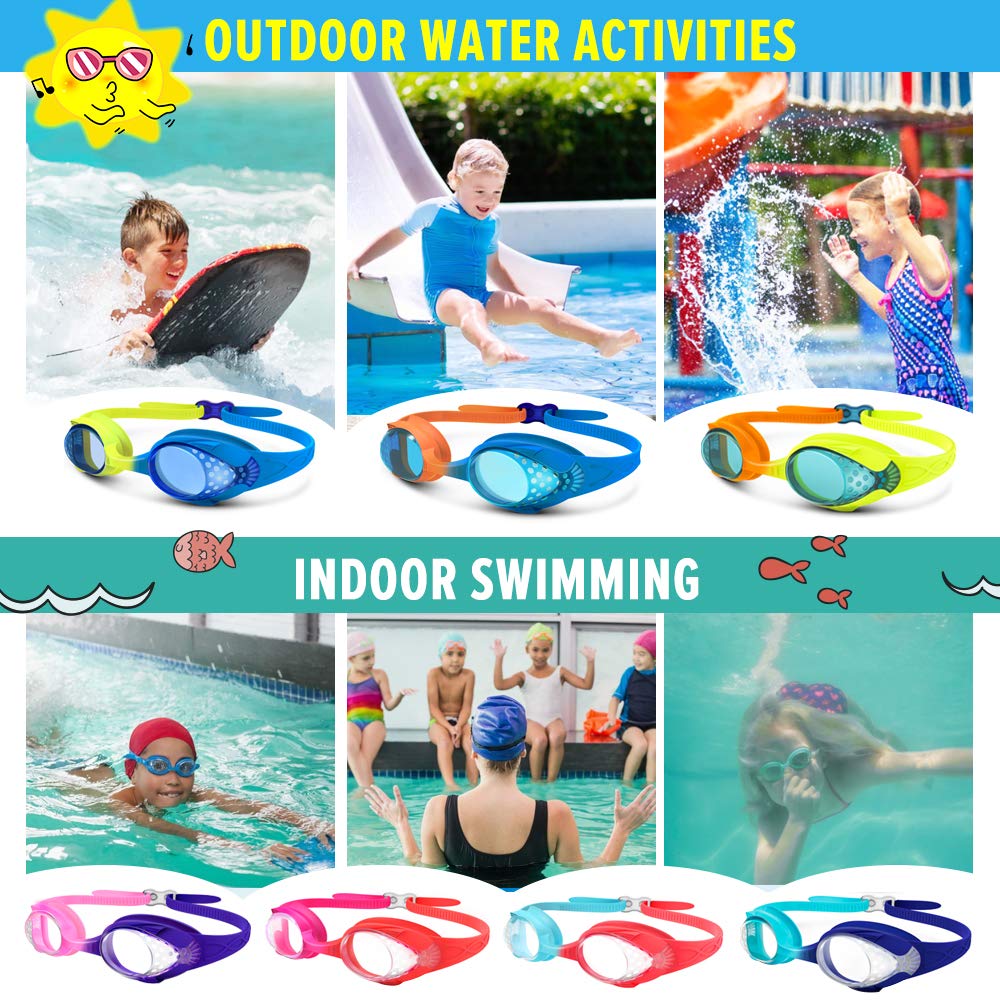 OutdoorMaster Kids Swim Goggles 2 Pack - Quick Adjustable Strap