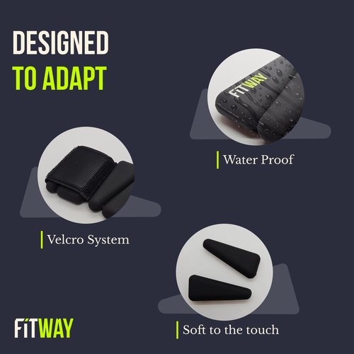 FITWAY Ankle Weights for Women and Men – Set of 2 (1 lb Each) 11.5" Adjustable Ankle Wrists Legs Arms for Walking Pilates Cardio Yoga Workouts – Secure Velcro Soft Neoprene - BLACK