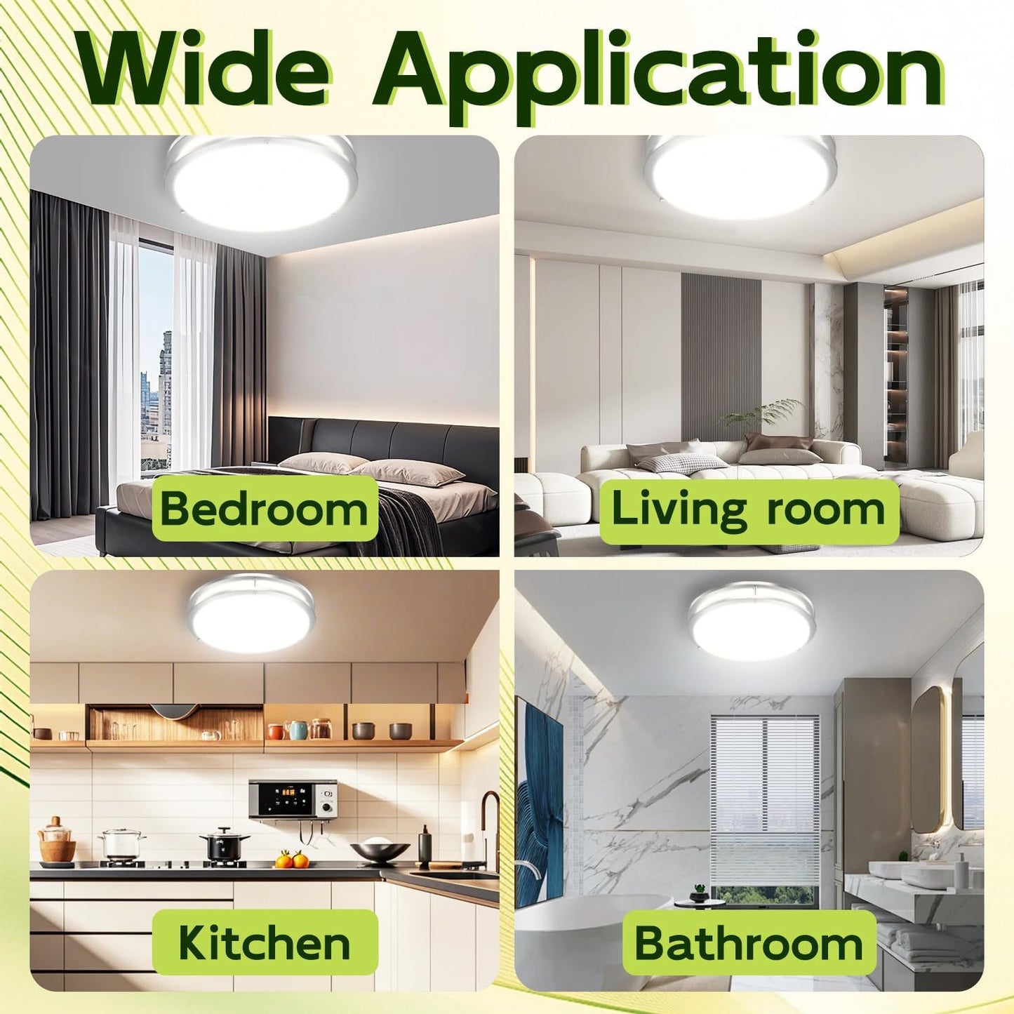 Adjustable 13-Inch Gold LED Flush Mount Ceiling Light Fixture - Dimmable 2700K-5000K for Hallway, Bathroom & Kitchen (2-Pack)