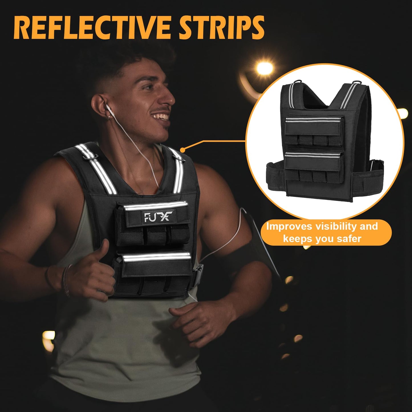 FUFF Adjustable Weighted Vest Men,30 LB Weight Vest for Strength Trainin, Workout Vest Woman with Removable Iron Weights for Walking, Rucking, Running, Exercise