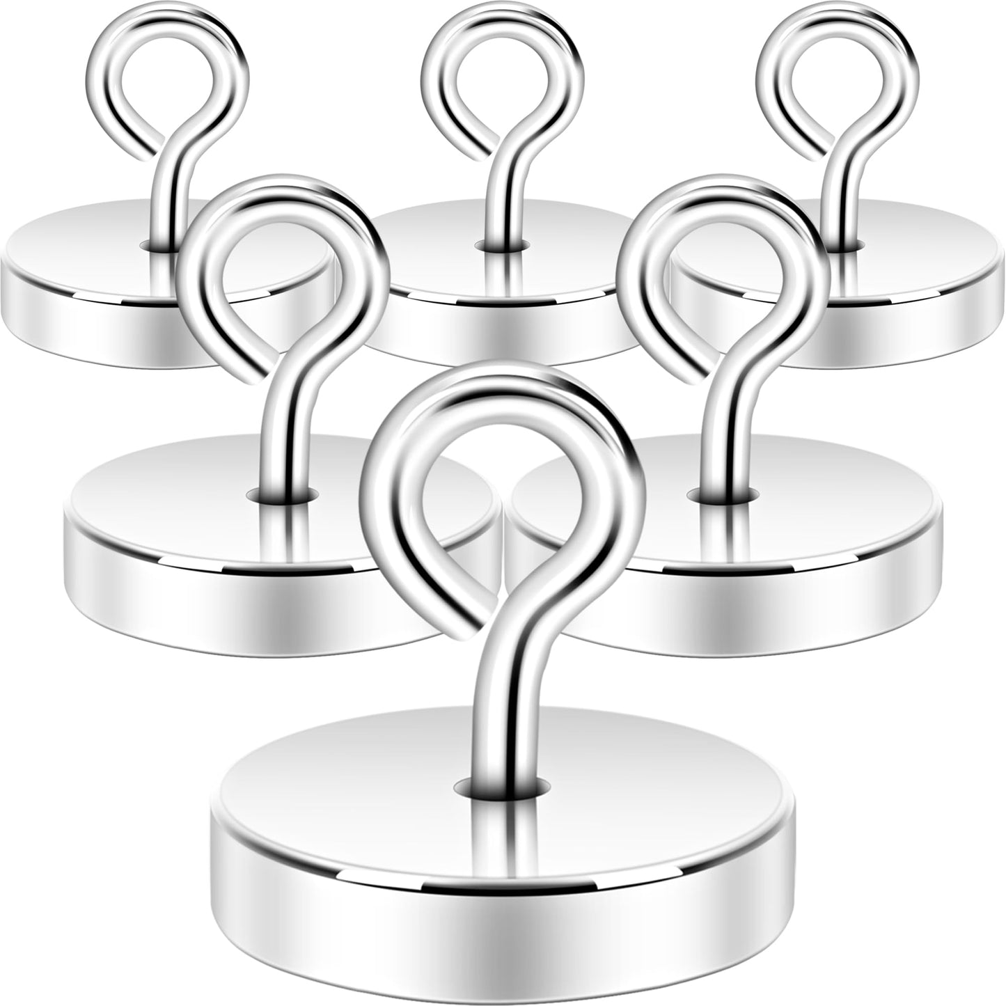 Neosmuk Magnetic Eyeblot Hooks, 100lb Heavy Duty Extra Strong Large Magnet Hook with Eye Bolt for Cruise Cabin,Magnet Eyelet Hanger for Hanging, Cruise Essentials Hook(Silver, 6 Pack)