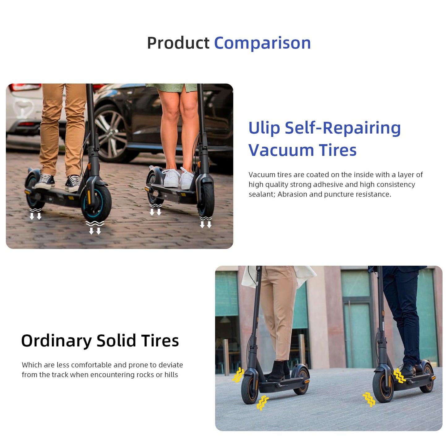 ulip (2 Pack) 60/70-6.5 Tubeless Tire with Valve with Built-in Live Glue Repairable for Segway Ninebot Max G30 G30D G30LP G30E Scooters 10 inch Self Repairing Non-Slip Tire