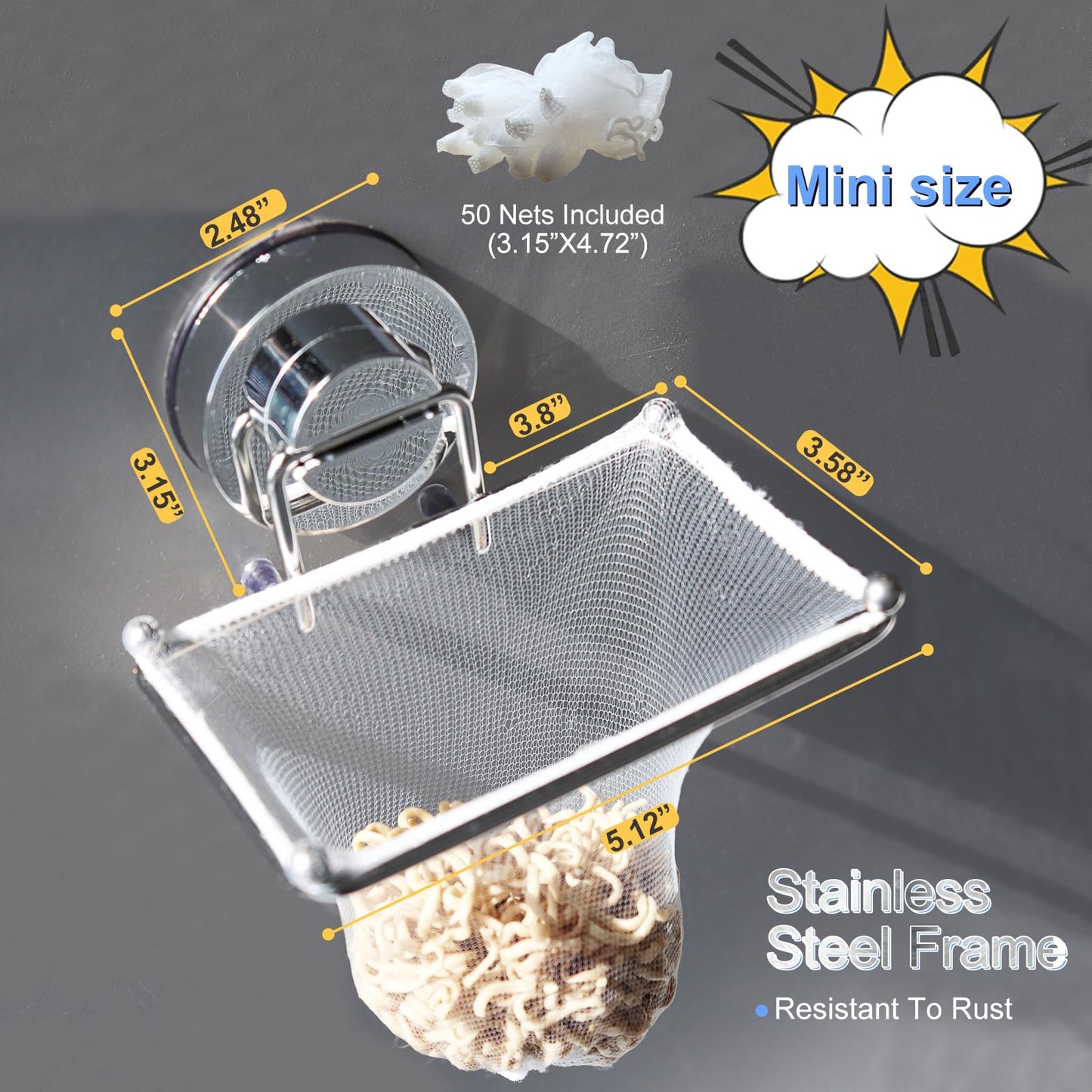 Mamakura Sink Drain Strainer Basket for Food Waste, Upgraded Strong Suction Kitchen Food Catcher Filter,stainless steel Sink Strainer for Small Sink