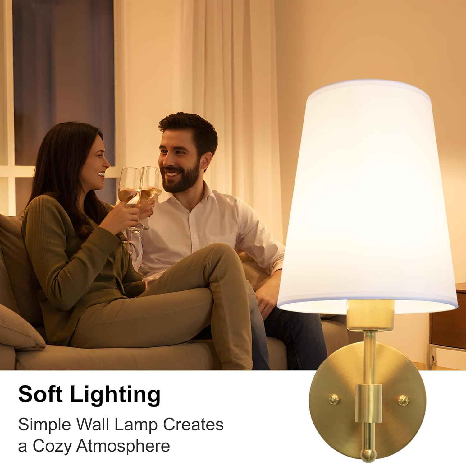 Rechargeable Gold Battery Operated Wall Sconces Set of 2 with Remote & RGB Bulbs