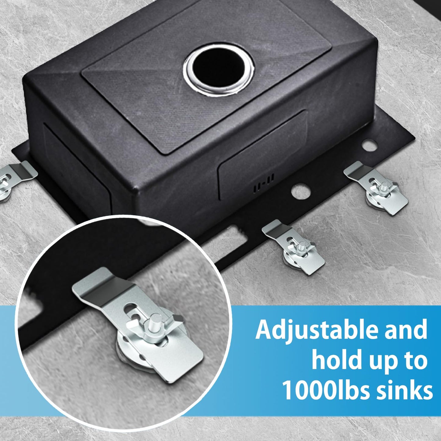 12 Pack Undermount Sink Clip, Sink Clips Kit,Sink Mounting Kit Bracket, for Bathroom Kitchen Marble Granite Vanity Countertop Installation and Repair Kit - Silver