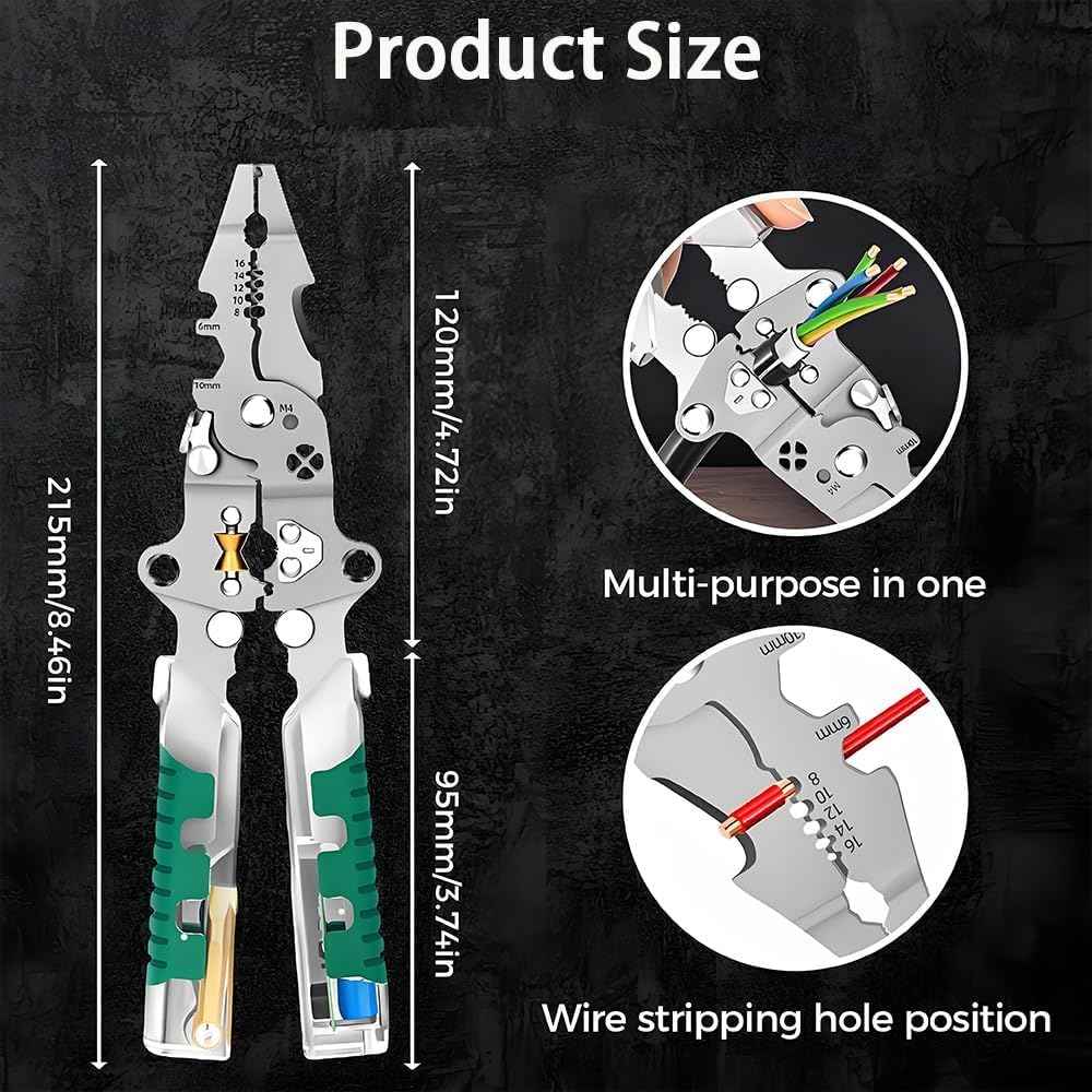 Folding Stylus Screwdriver Wire Stripper - 2025 New Tuvilo Electrical Pliers,Upgraded 20-in-1 Multi-function Electrician's Pliers,for Cutting And Pulling Wires Cable, Cable Cutters with Plier, Crimper