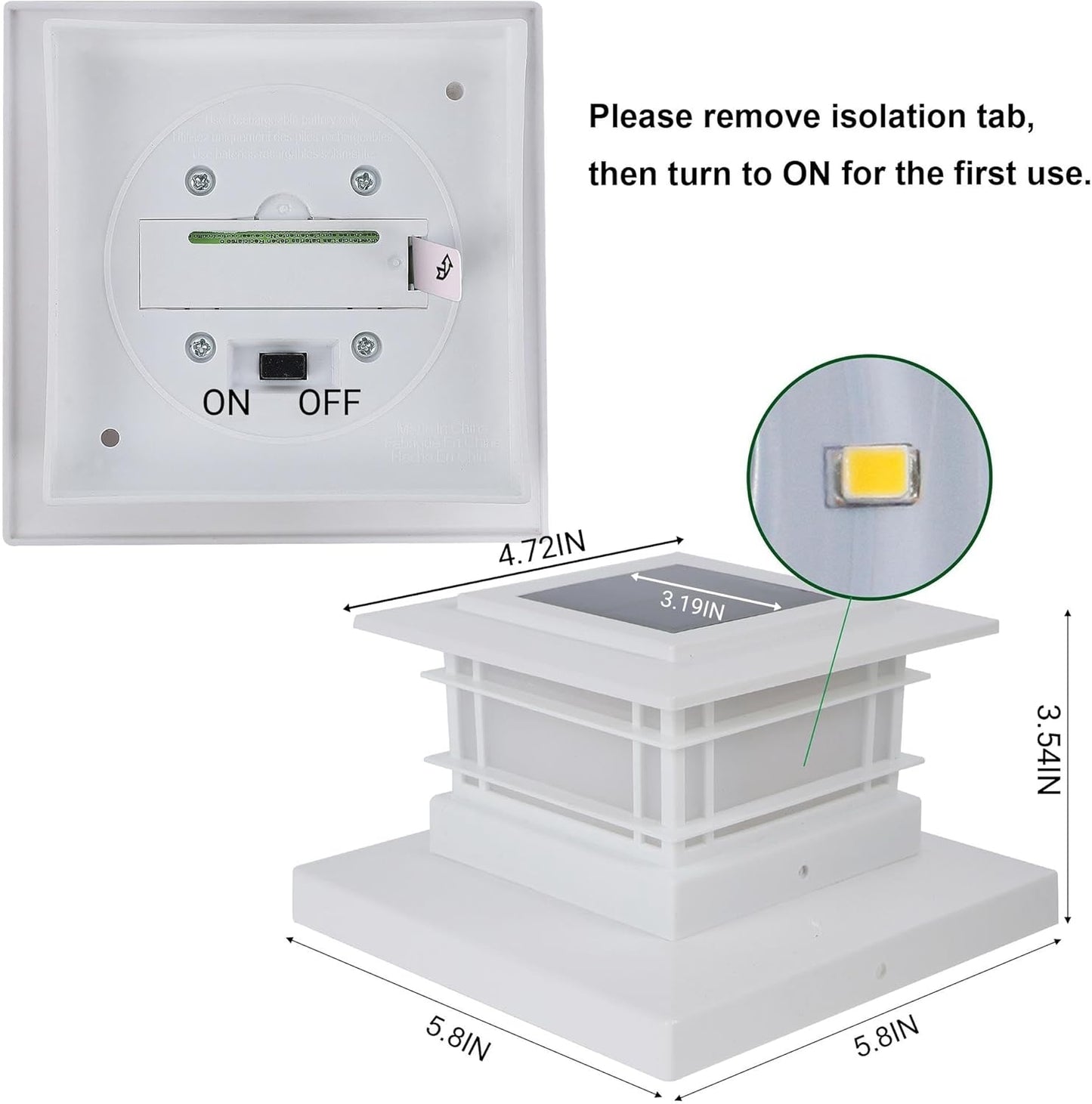 Solar Post Cap Lights - 6 Pack Outdoor Fence Lights for 4x4, 5x5, 6x6 Posts - Bright Warm White LED Decor for Garden & Patio