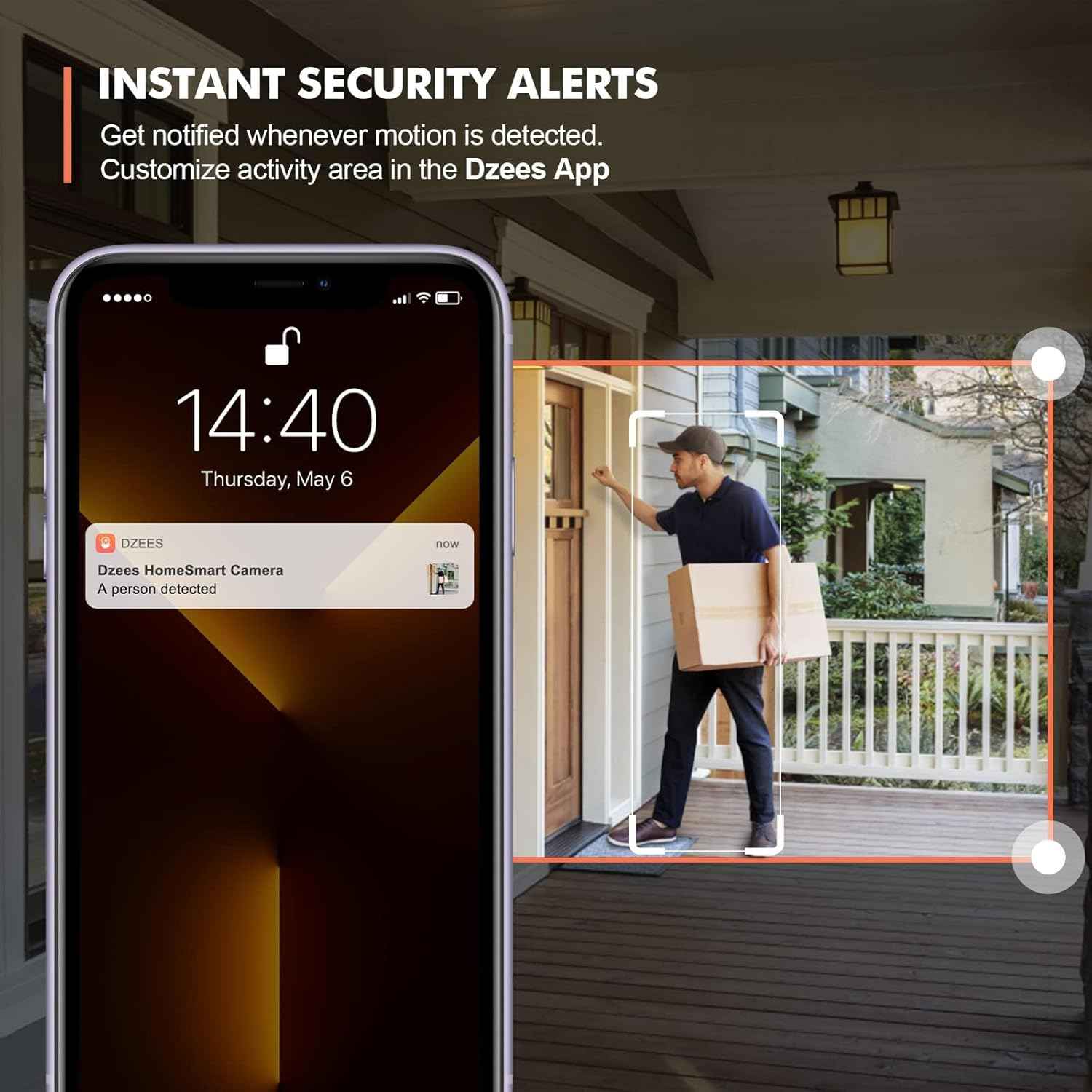 2K Wireless Outdoor Security Camera - Dzees 360° PTZ, Color Night Vision, AI Motion Detection, 2-Way Talk, IP66
