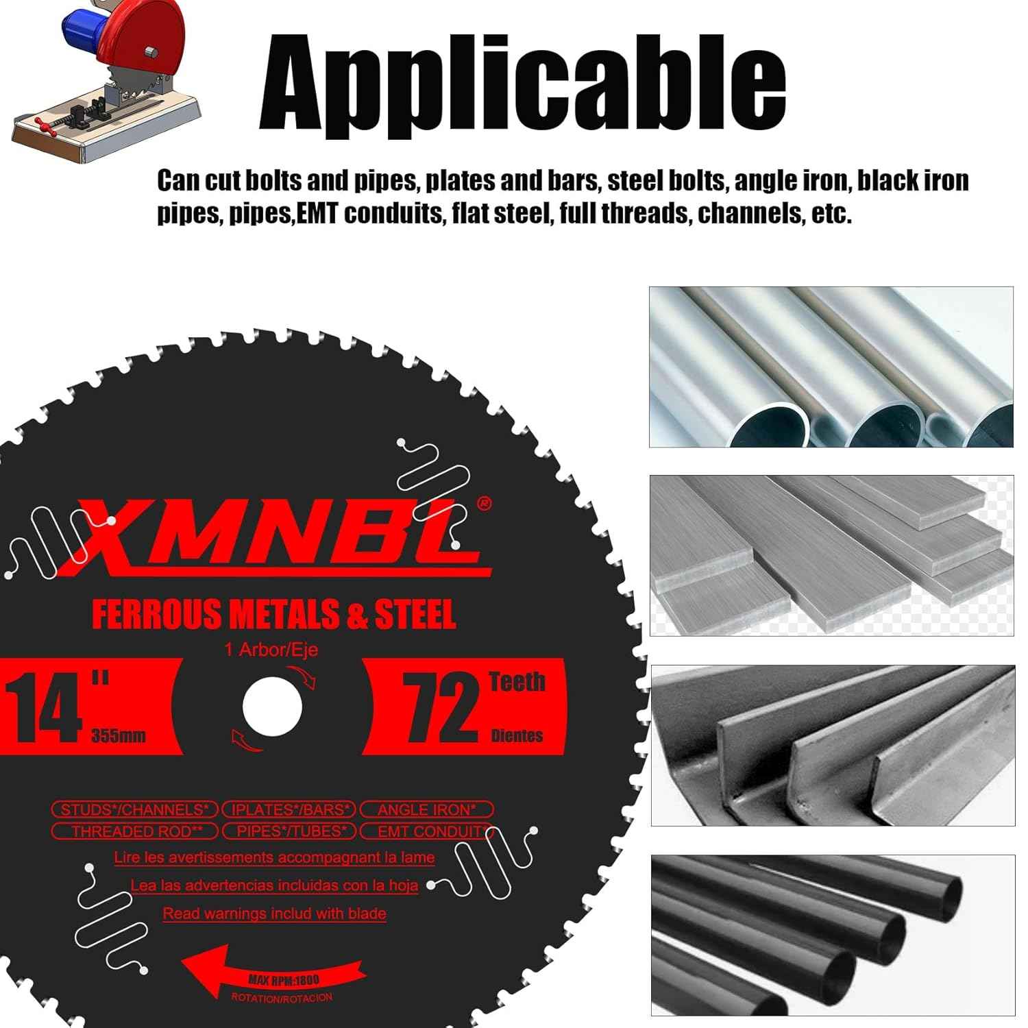 14-Inch Steel Cutting Saw Blade - 72T Carbide Replacement for Diablo D1472CF & Evolution Chop Saws