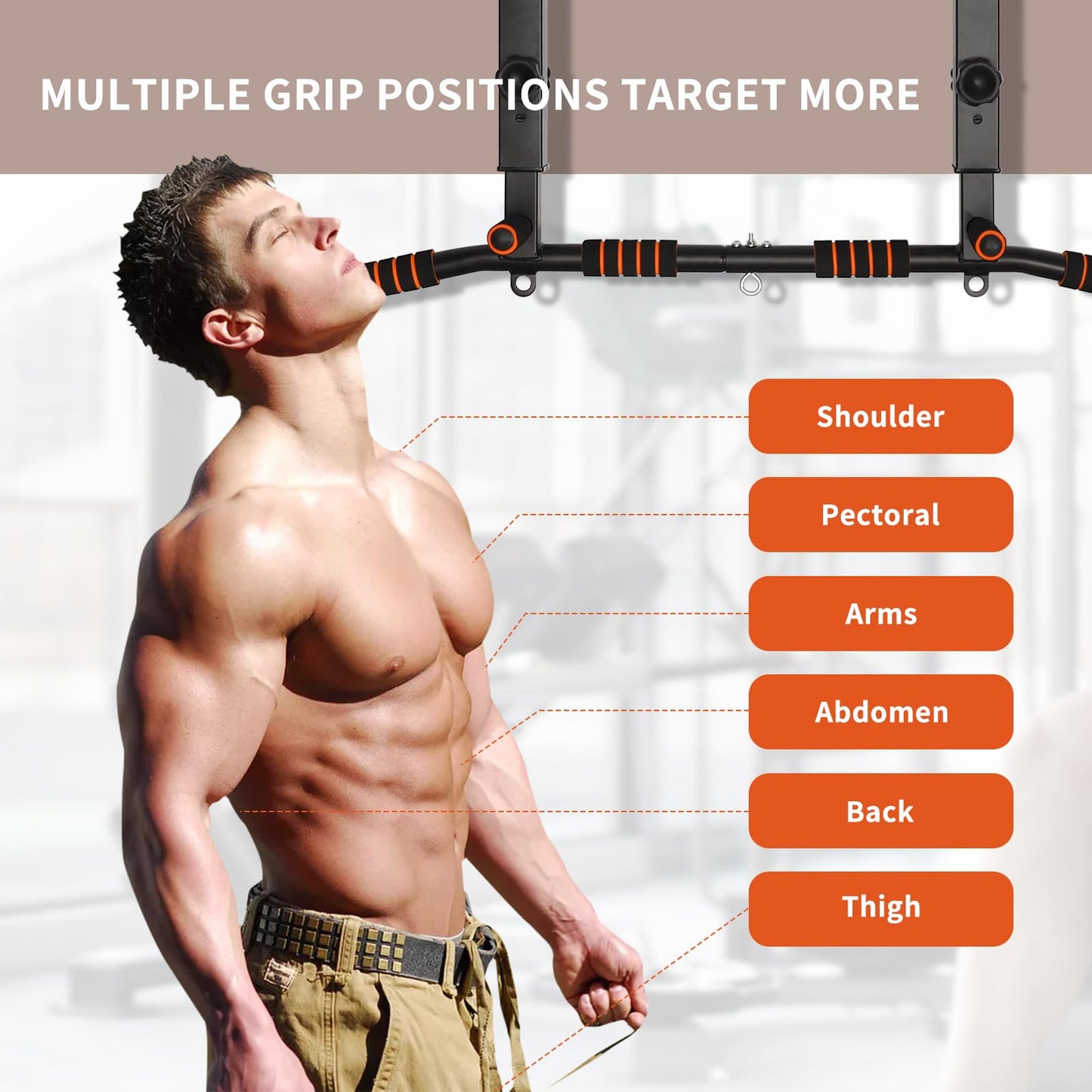 Pull Up Bar Wall Mounted: Wall Adjustable Joist Mount Pull Up Bar & Chin Up Bar for Home Gym Workout Strength Training Equipment