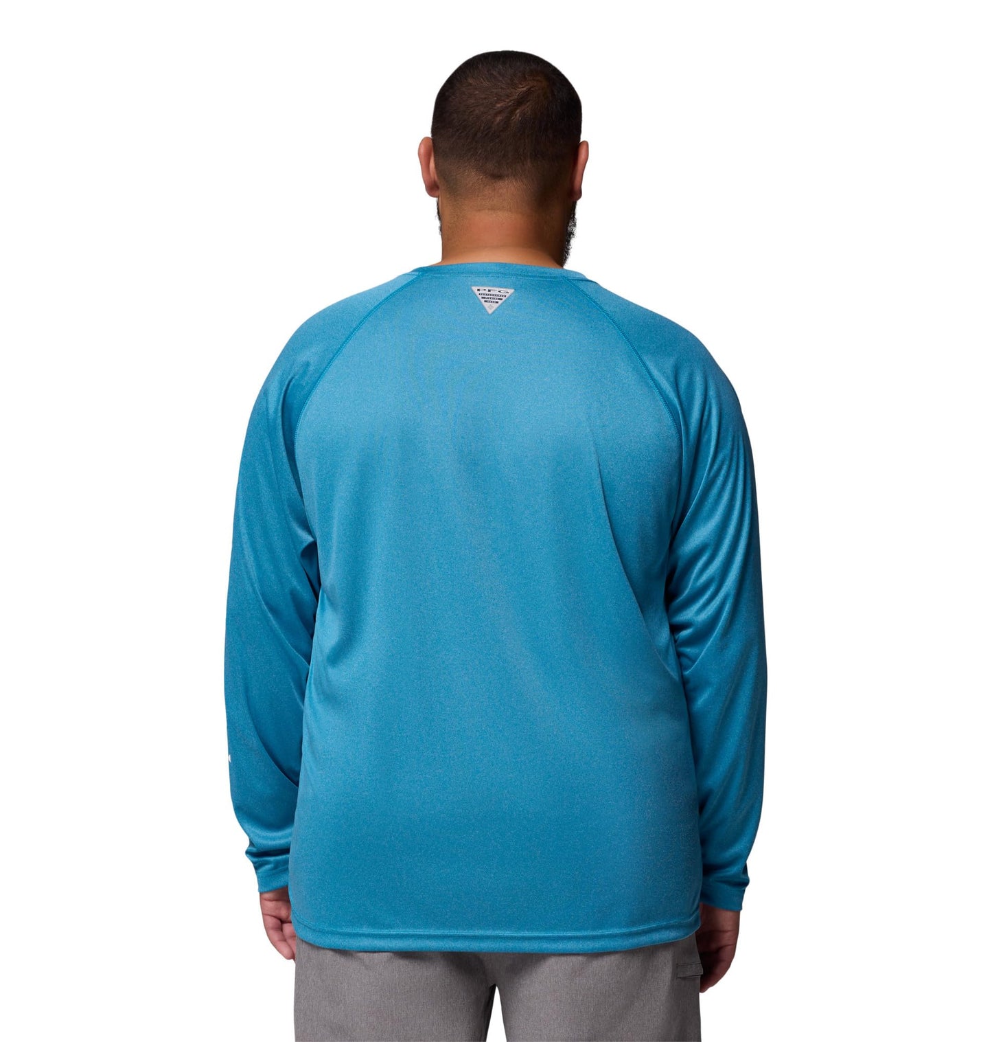 Columbia Men's PFG Terminal Tackle Long Sleeve Fishing Shirt, Blue Echo Heather/White Logo, 5X