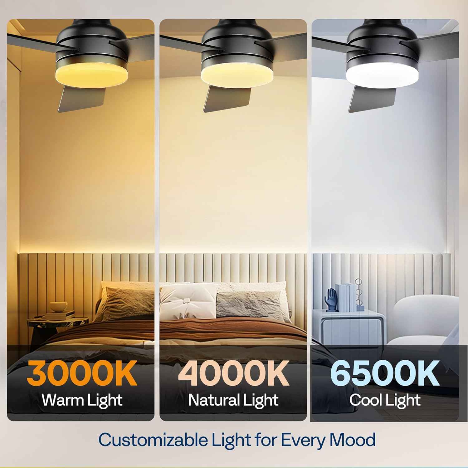 42-Inch VIVOHOME Low Profile Ceiling Fan with Lights & Remote - Dimmable, Quiet, Reversible for Bedroom & Living Room