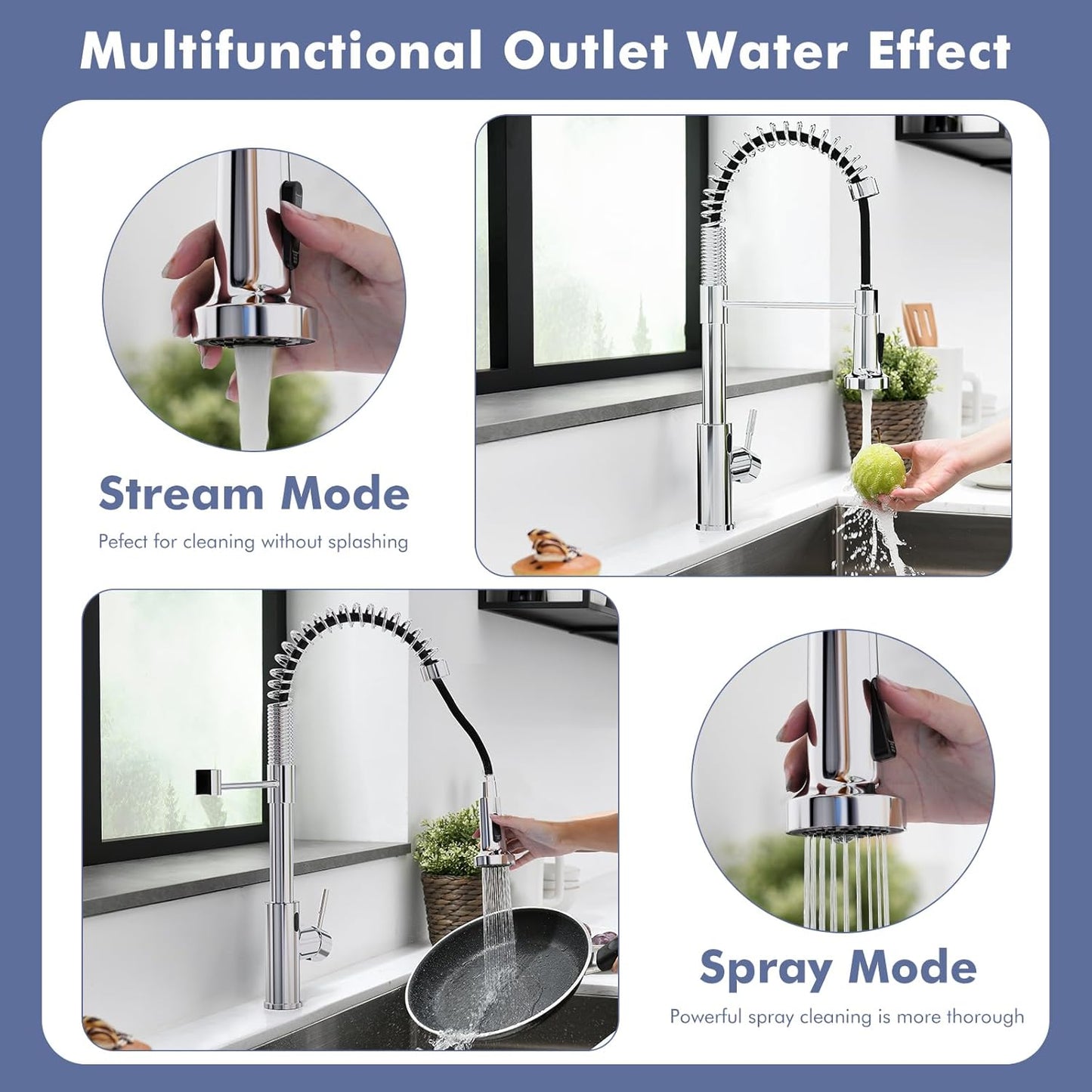 Matte Black Kitchen Faucet with Soap Dispenser - Commercial Single Handle Pull Down Sprayer