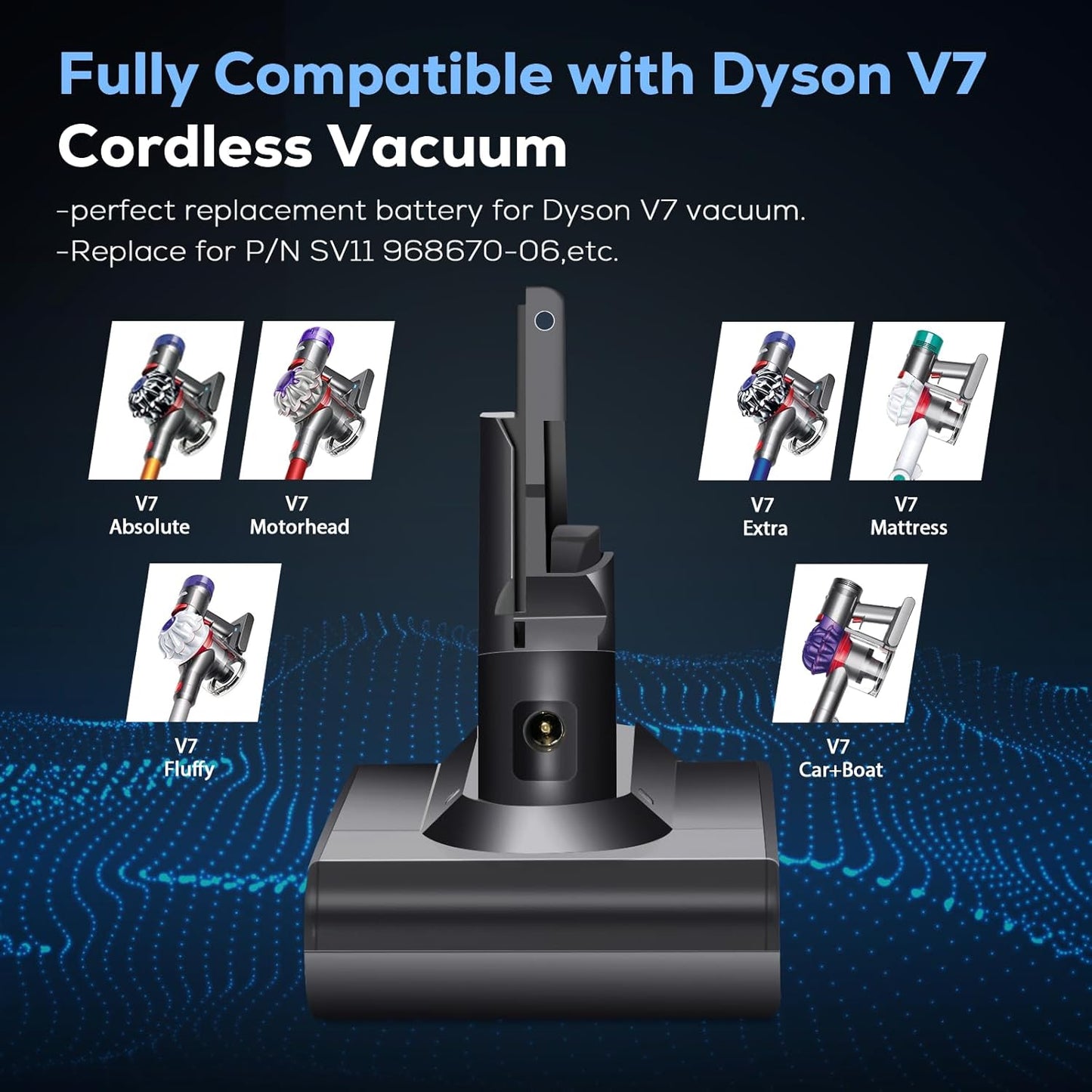7000mAh V8 SV10 Battery for Dyson V8 Animal/Absolute/Motorhead - High-Performance Li-ion Replacement