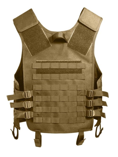 Coyote Tan MOLLE Modular Military Tactical Assault Vest, One Size Fits Most