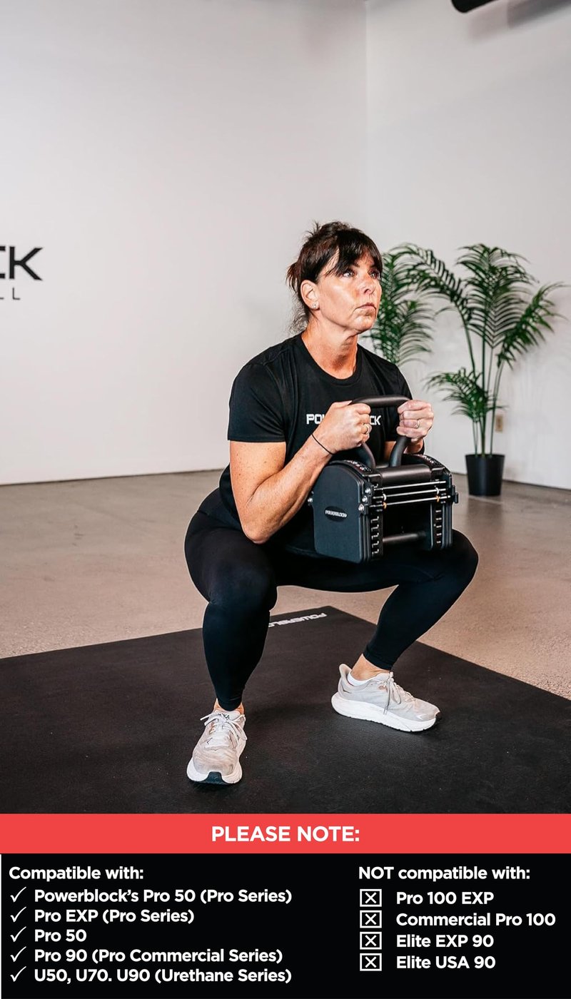 PowerBlock Pro Series Kettlebell Handle – Compatible Pro Series Dumbbells, Strength Training Accessory, for Home Gym & Commercial Use, Workout Equipment, Black