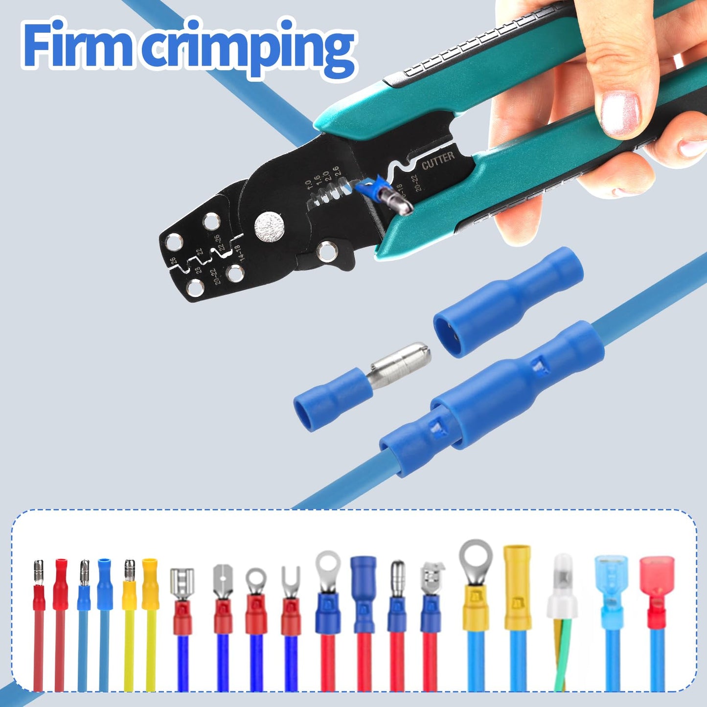 TYJ Bullet Wire connectors Kit with Crimp/Stripping/Cutting Multifunction Wire Crimping Tool 22-10 AWG Male and Female Electrical Wiring Crimp Terminal Connectors Kit