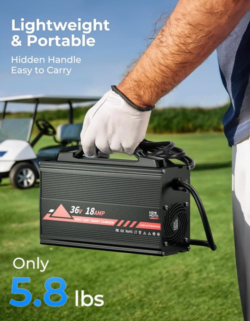 KEMIMOTO 36V Golf Cart Charger for EZGO TXT/TXTE/TXT PDS/Freedom TXT/Shuttle, 18A Golf Cart Battery Charger, Overcharge Protection, Full in 4-6H, Trickle Charge, 16 ft, D-Plug, for Lead Acid Battery