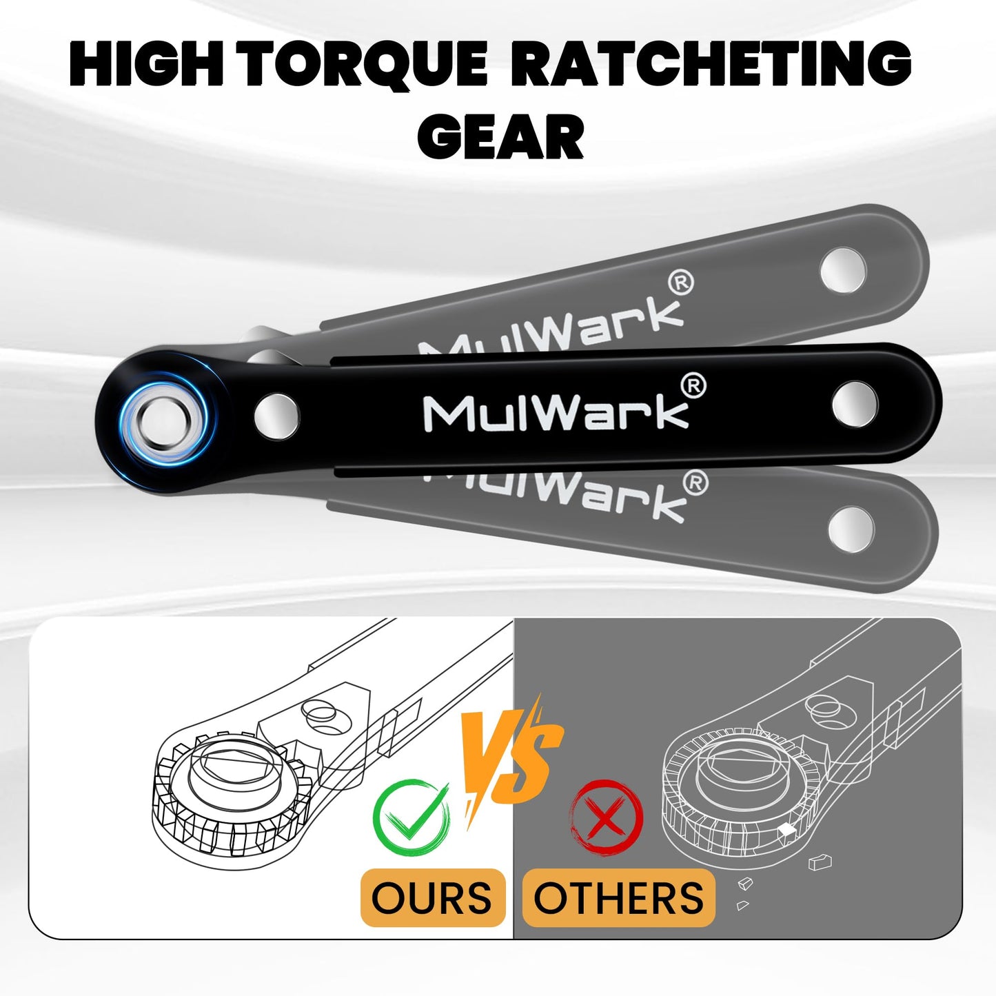 MULWARK 11-Piece Mini Ratchet Set, 1/4" Right Angle Screwdriver with Multi Bits - Ultra Low Profile Offset Driver for Automotive Repair, Electrical Work, Bicycle & Household Maintenance EDC Kit