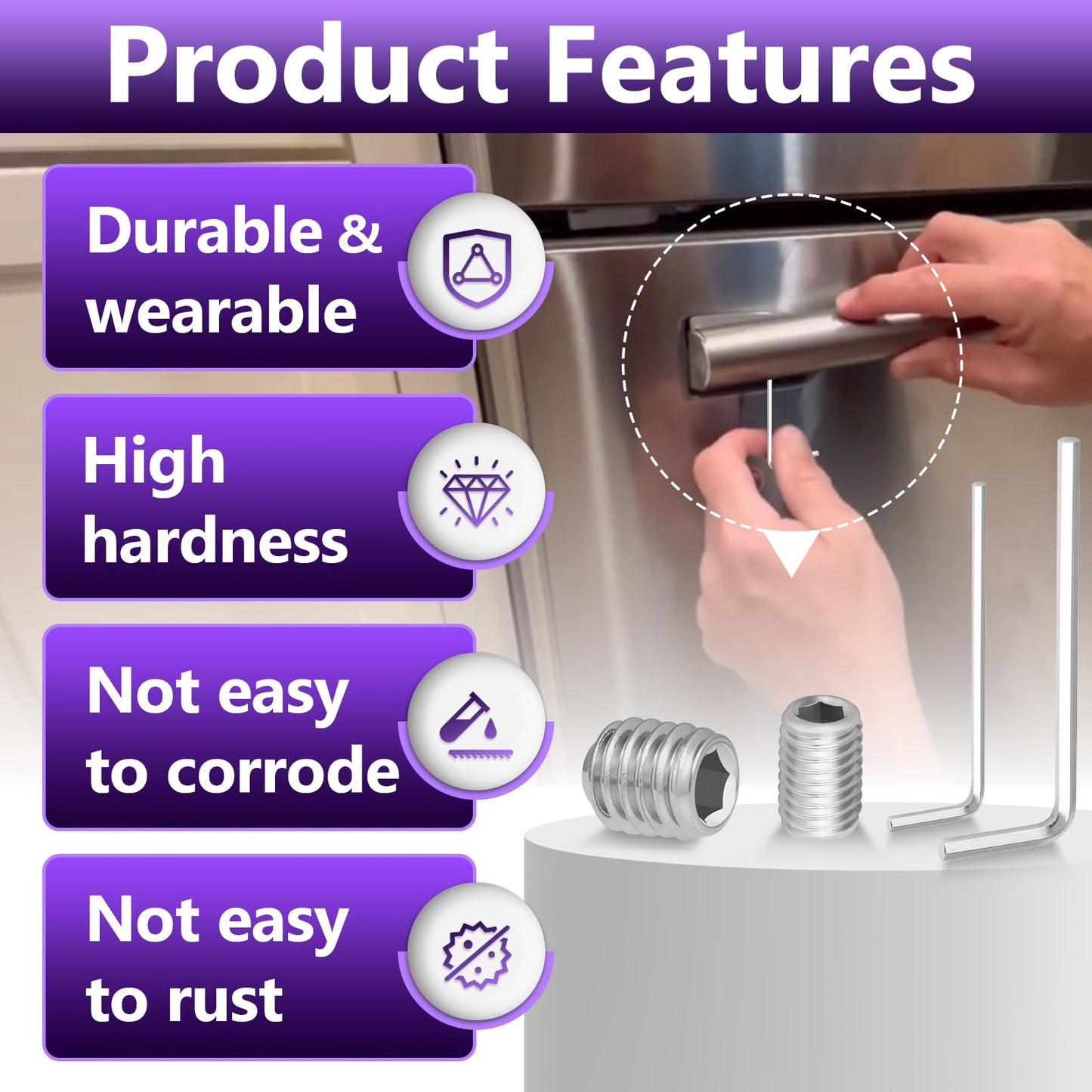 8 Packs W11366418 Refrigerator Freezer Door Handle Mounting Set Screw, Stainless Steel for Whirlpool Handle Screw, Screws for Refrigerator Door AM 1-5-1 - EA221008/EA230910 -Includes Mounting Wrench