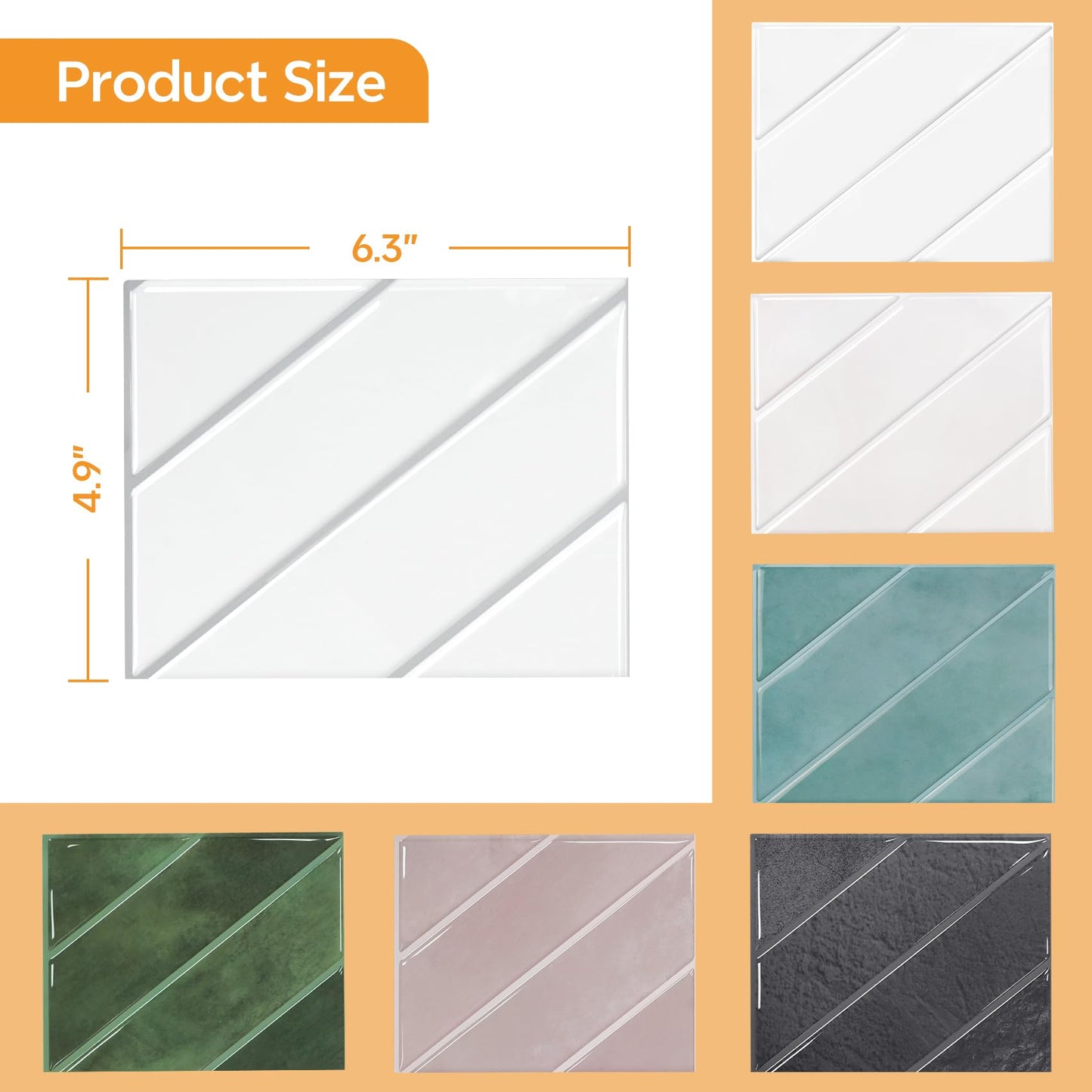 STICKGOO Sample Kit Thicker Herringbone Peel and Stick Backsplash, 6.3”×4.9” Stick on Wall Tiles, Self Adhesive Tile Sticker for Kitchen Backsplash and Bathroom