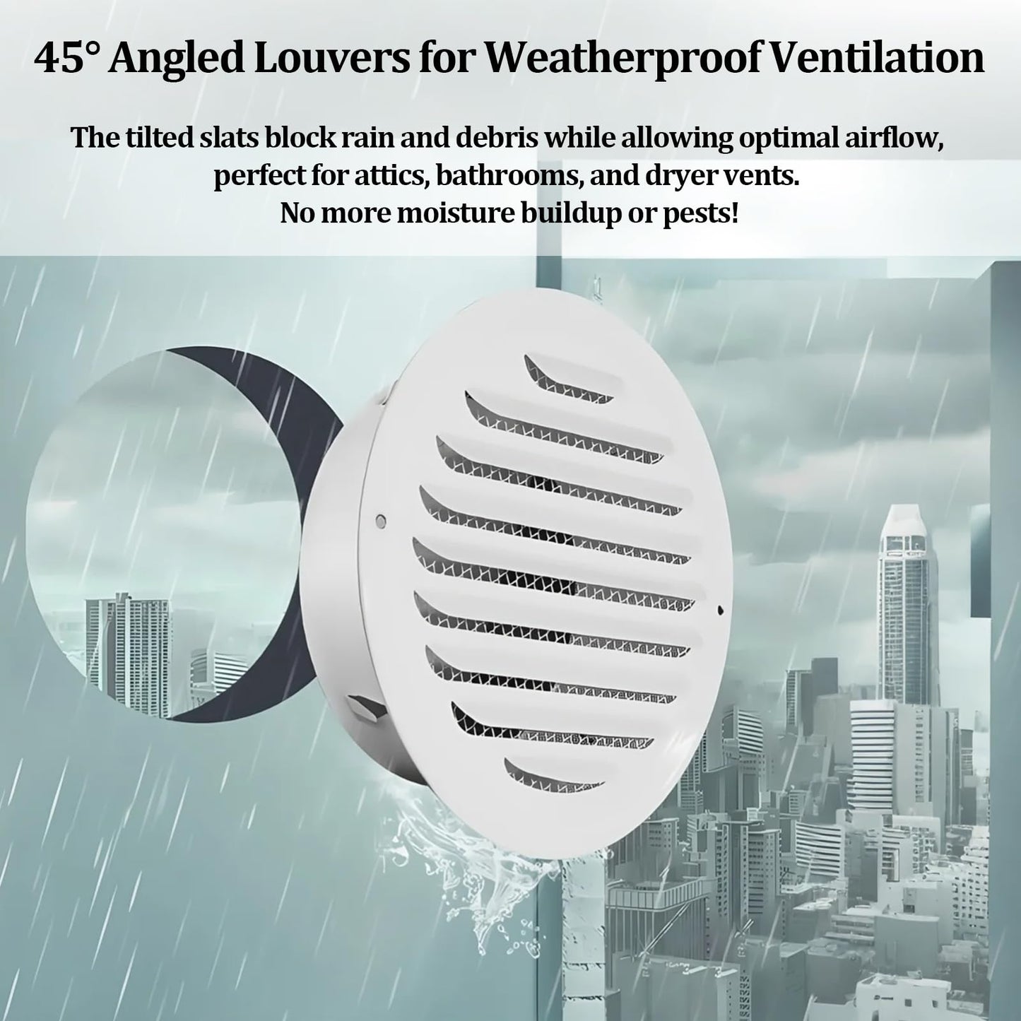 4" Round Soffit Vents White Stainless Steel Soffit Vents Wall/Ceiling Vent Cover with Mesh Screen for Bathroom, Dryer, & Attic(1 Pack)