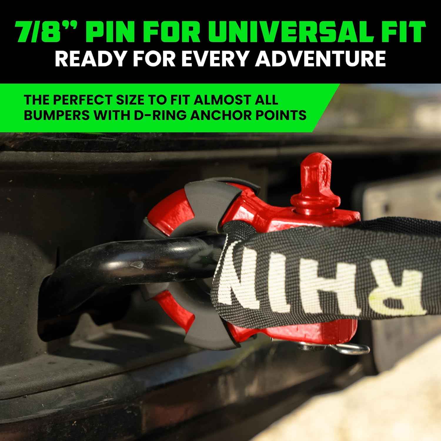 Heavy-Duty Rhino USA Super D Ring Shackles 2-Pack - 70,548lb Break Strength for Towing & Off-Road Recovery (Red)