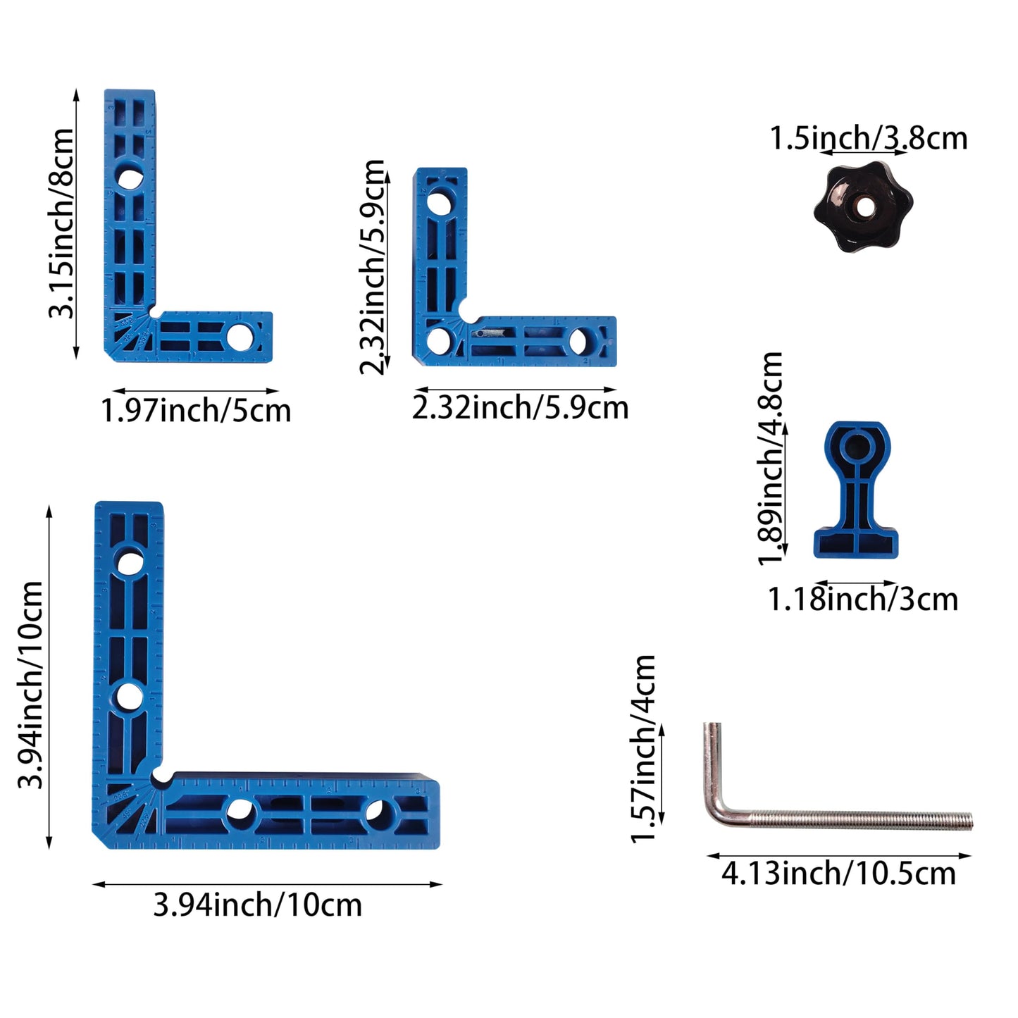 90 Degree Clamp,Positioning Squares, 3" 4" 2.3" Right Angle Clamp with 12 Clamping Squares,Corner Clamps Woodworking Tool for Pictures Frames Cabinets Boxes,Blue